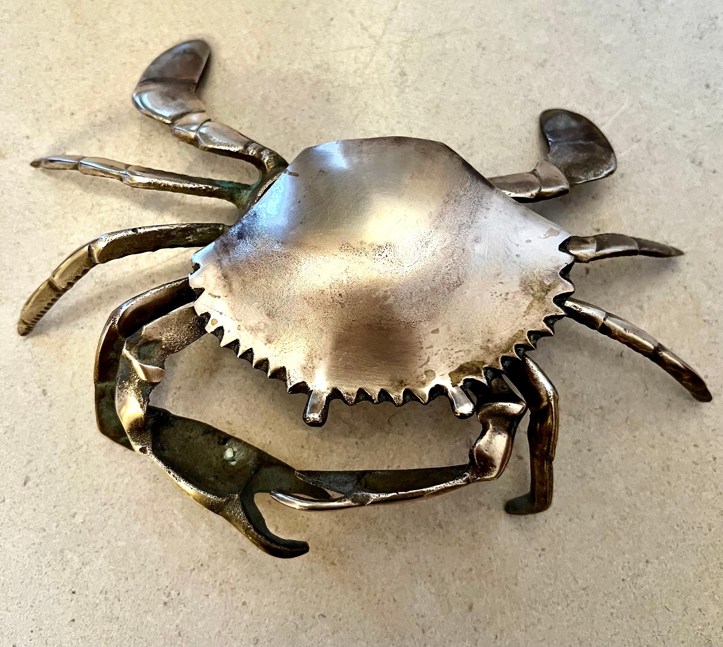Mid-Century Modern Brass Crab Ashtray or 420 Holder For Sale