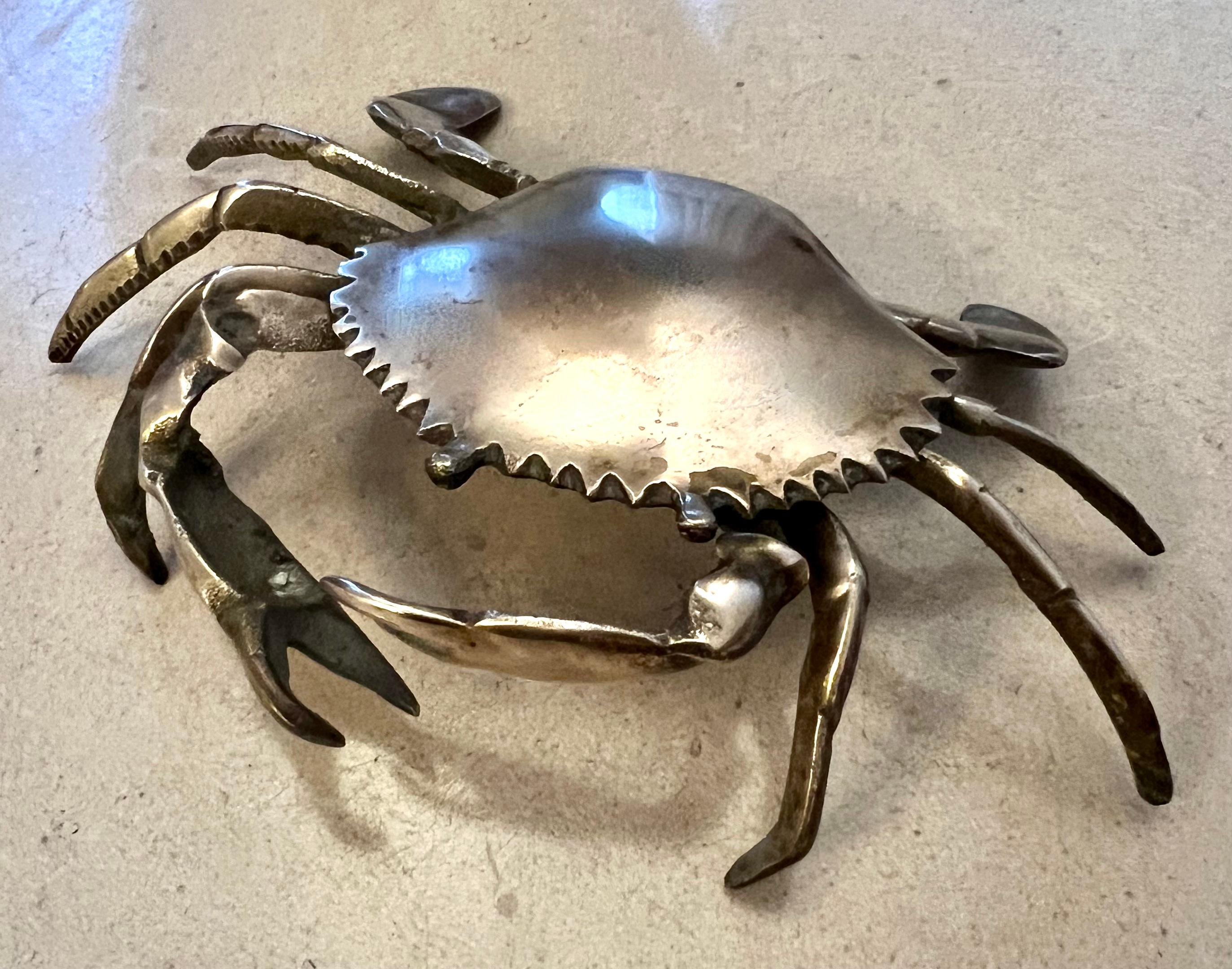 Patinated Brass Crab Ashtray or 420 Holder For Sale