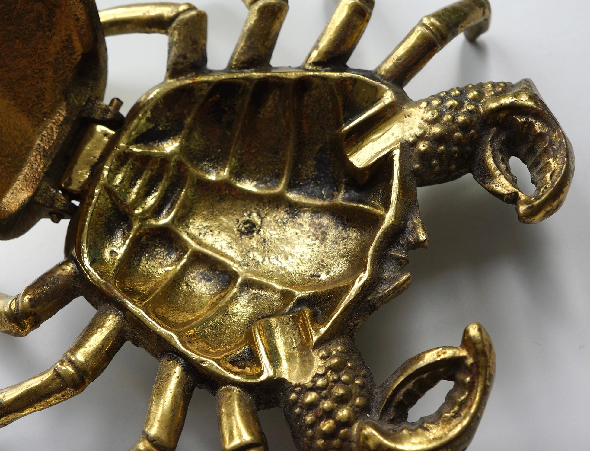 Unknown Brass Crab Shaped Decorative Object and Ashtray  For Sale