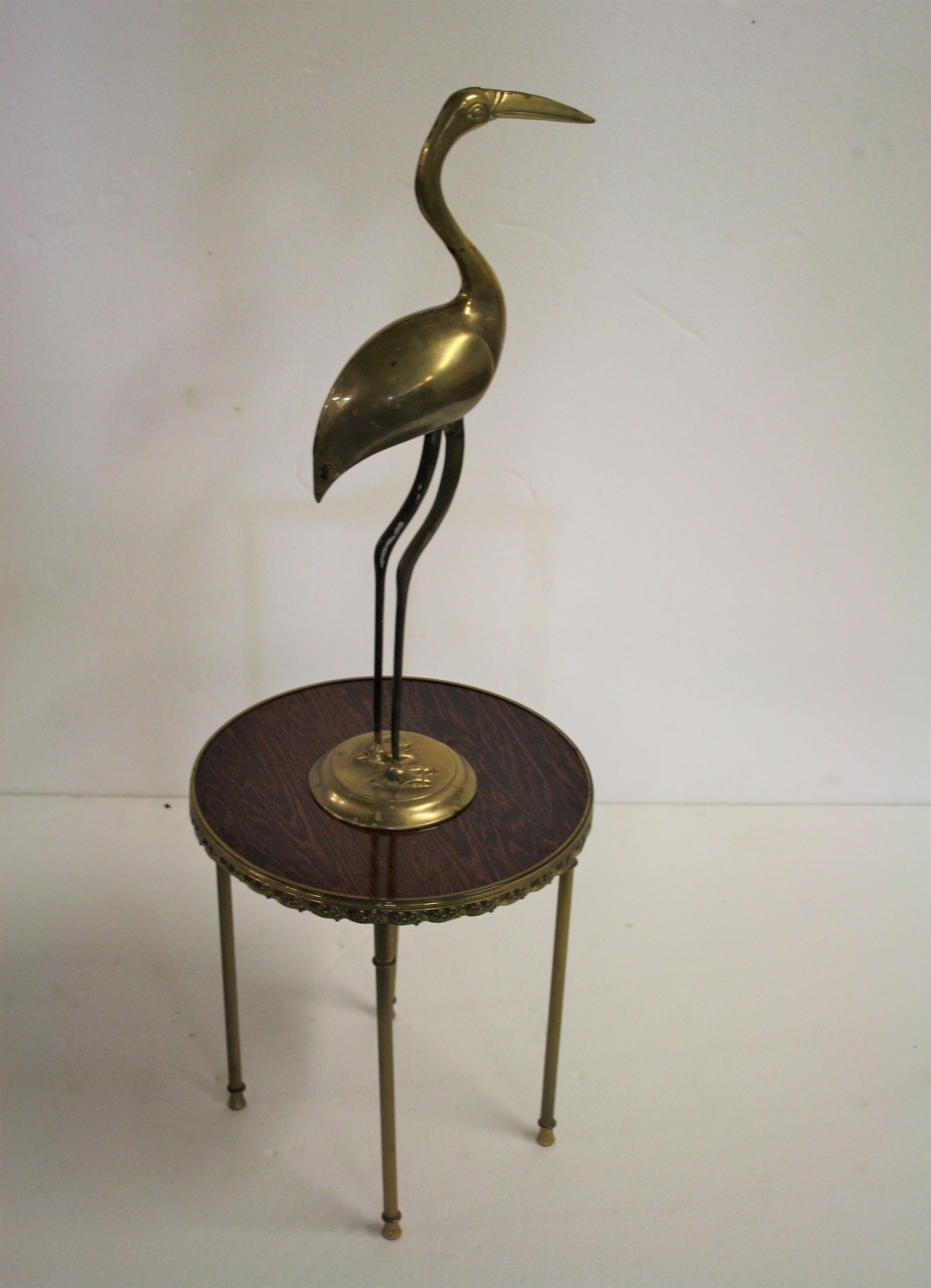 Hollywood Regency Brass Crane Bird, 1970s