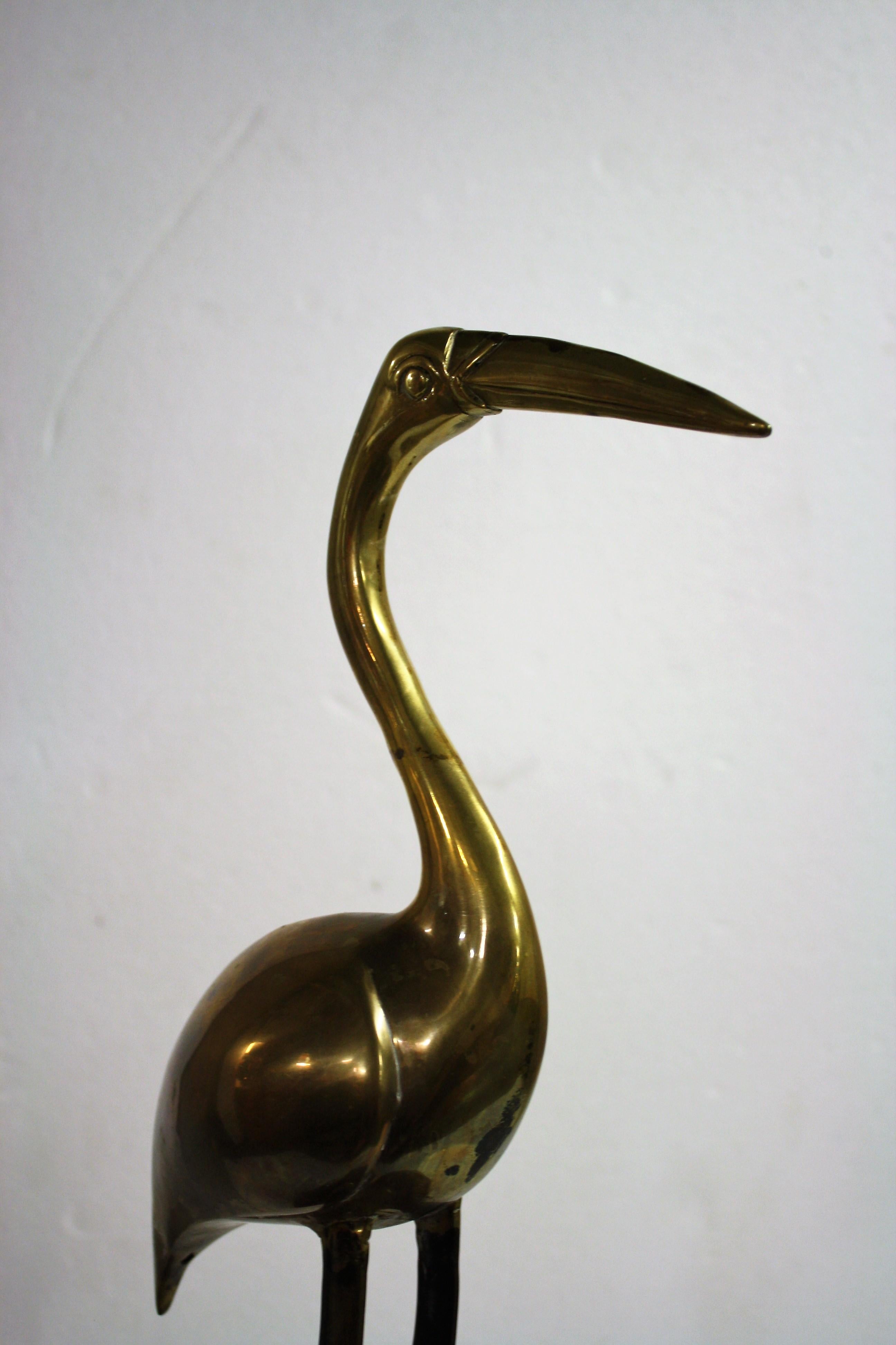 Brass Crane Bird, 1970s In Good Condition In HEVERLEE, BE