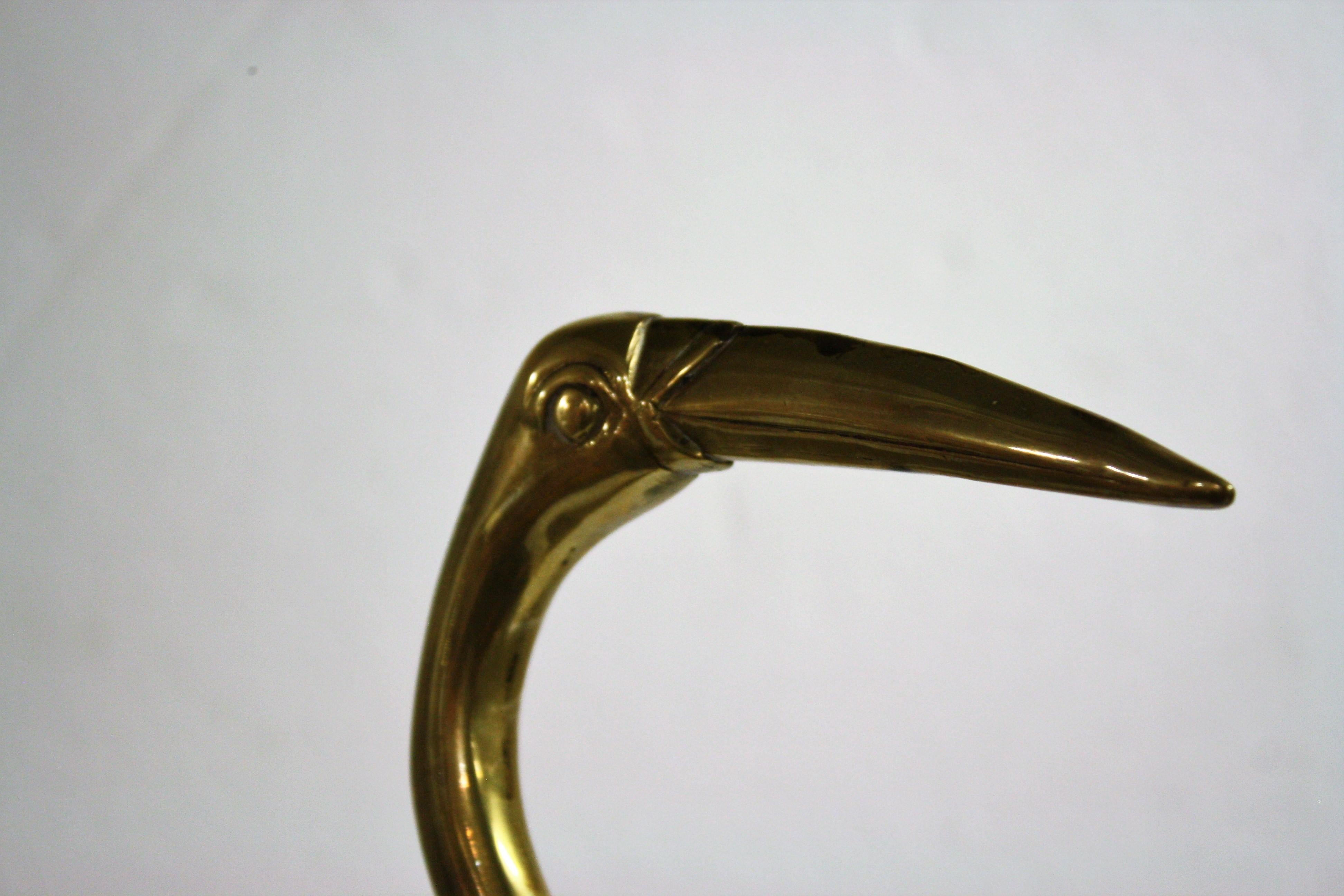 Late 20th Century Brass Crane Bird, 1970s