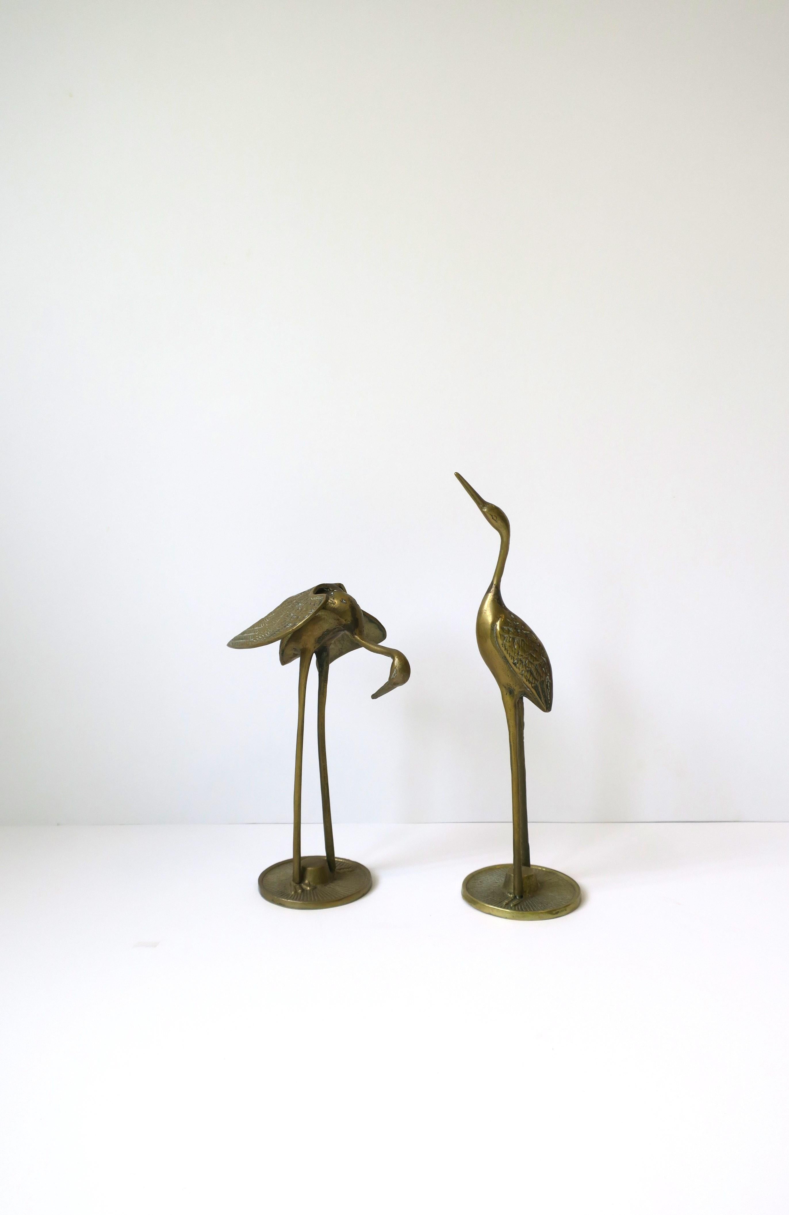 Brass Crane Birds, Pair, cica 1970s For Sale 3