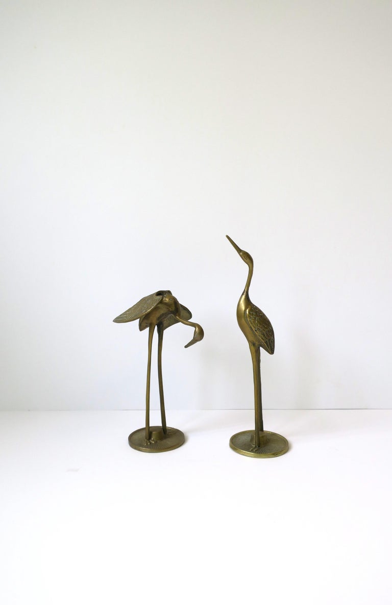 Brass Crane Birds, Pair, cica 1970s For Sale 6