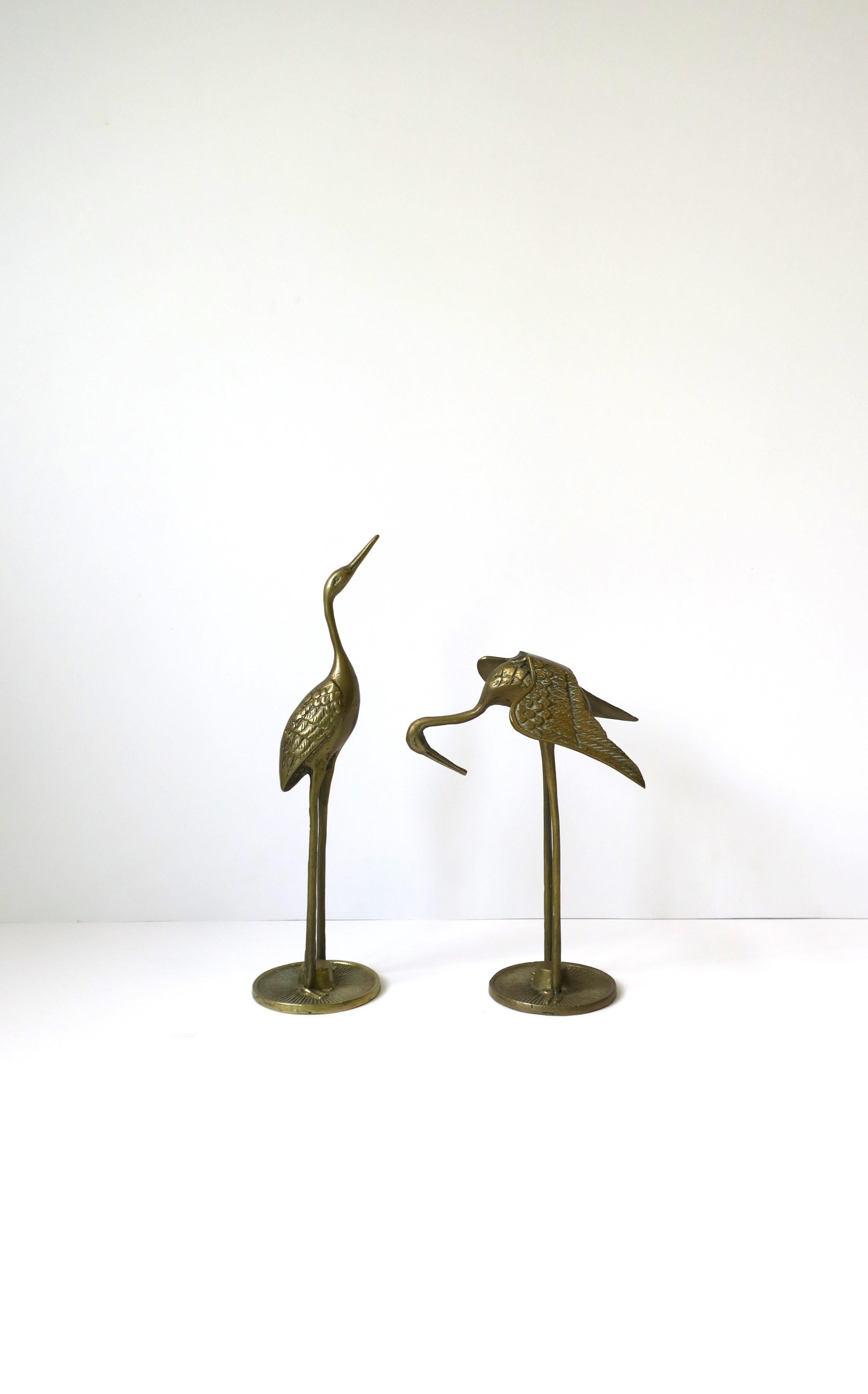 Brass Crane Birds, Pair, cica 1970s For Sale 4