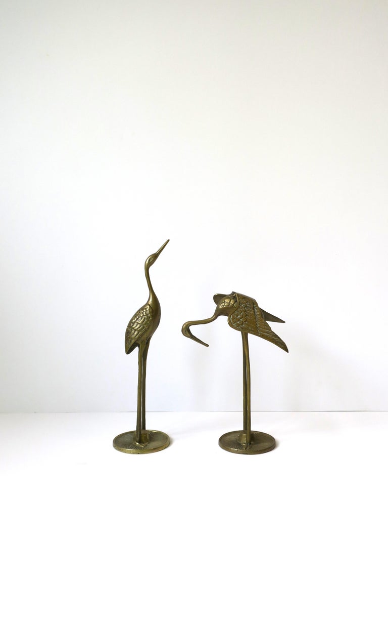Brass Crane Birds, Pair, cica 1970s For Sale 7