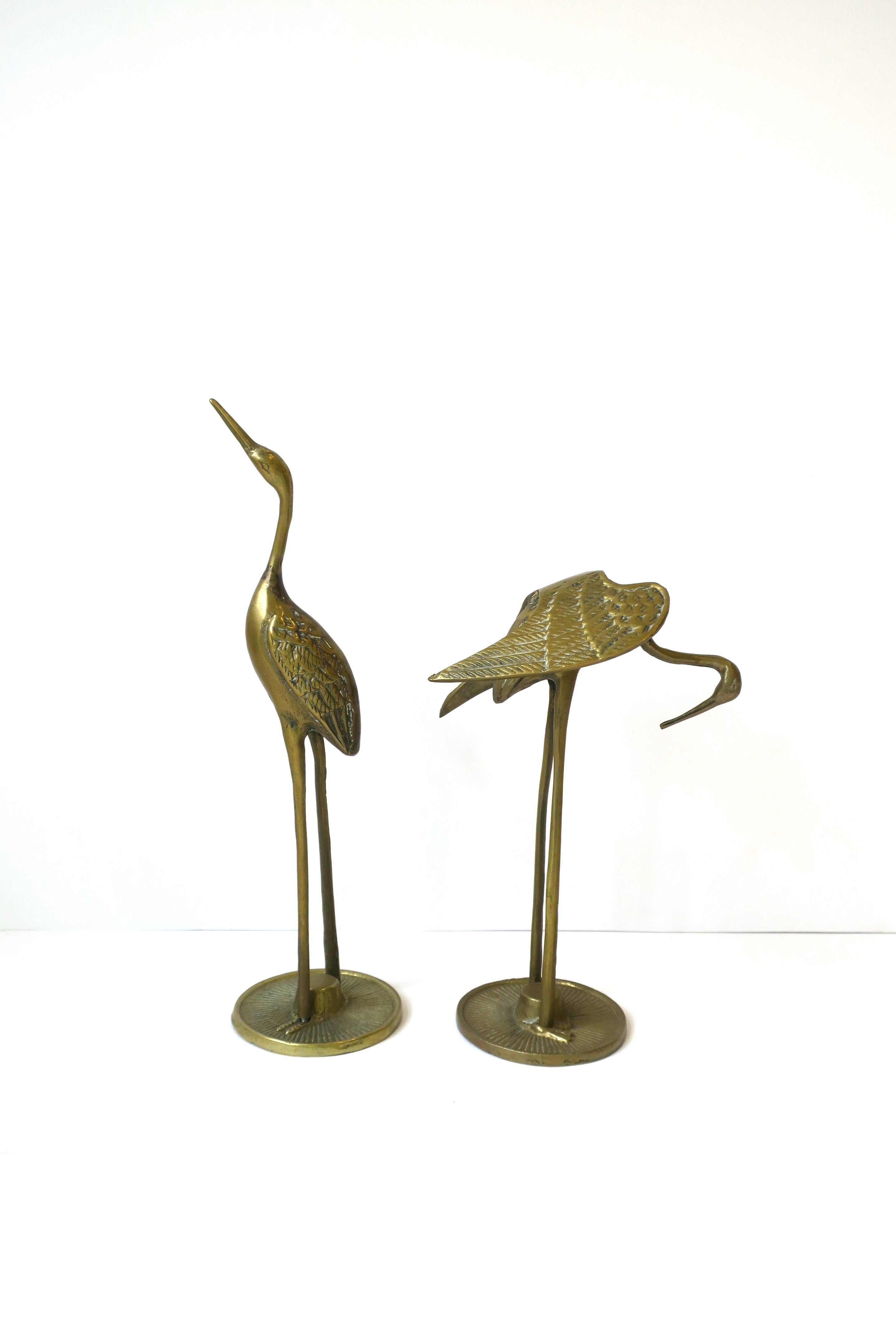 Brass Crane Birds, Pair, cica 1970s For Sale 5