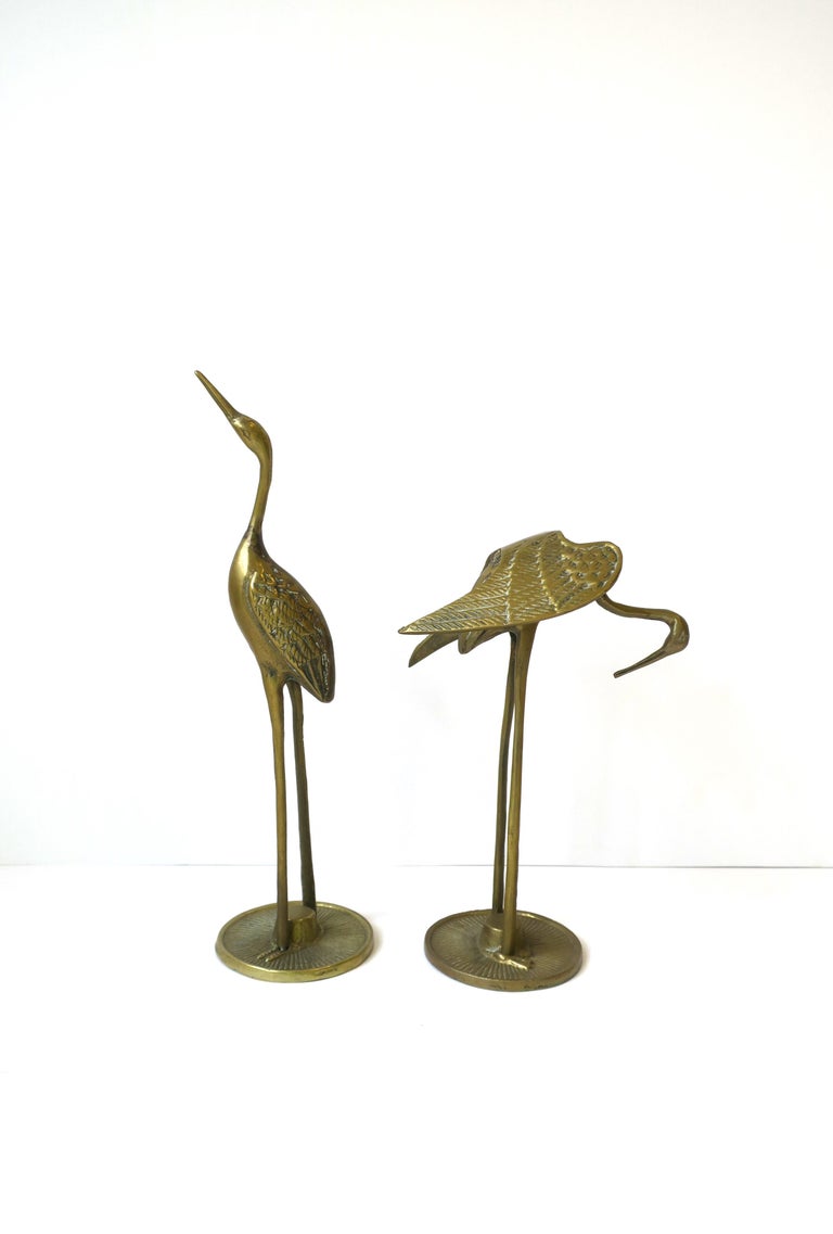 Brass Crane Birds, Pair, cica 1970s For Sale 8