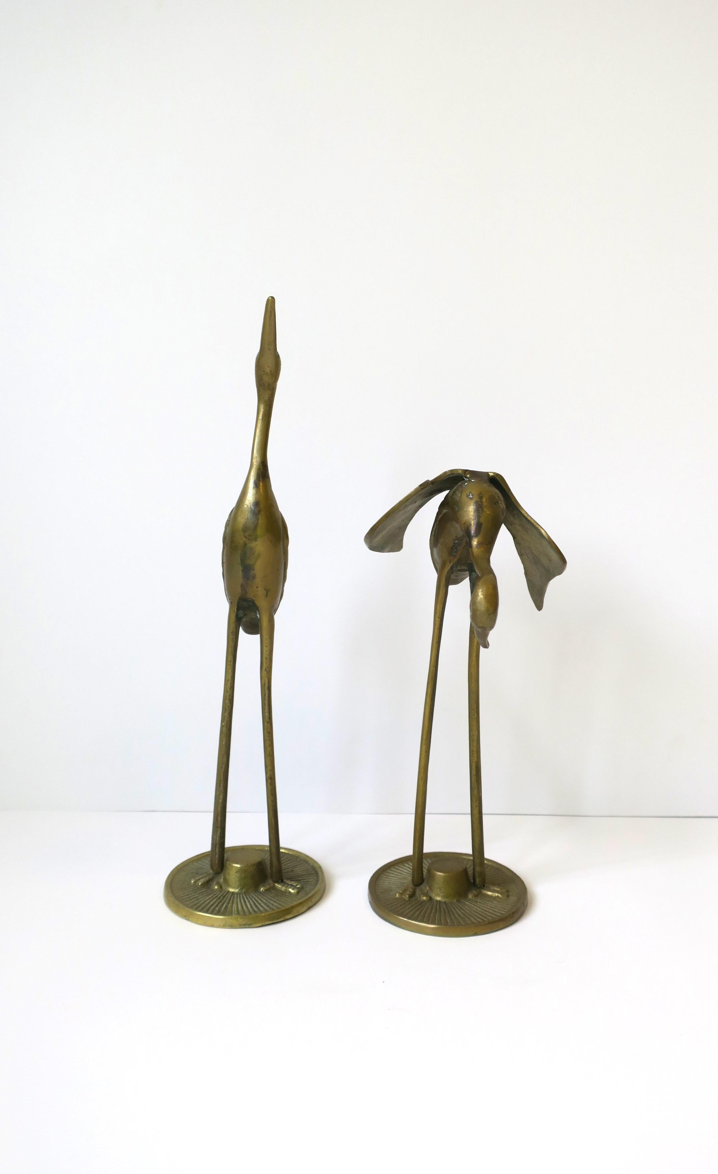 Brass Crane Birds, Pair, cica 1970s For Sale 6