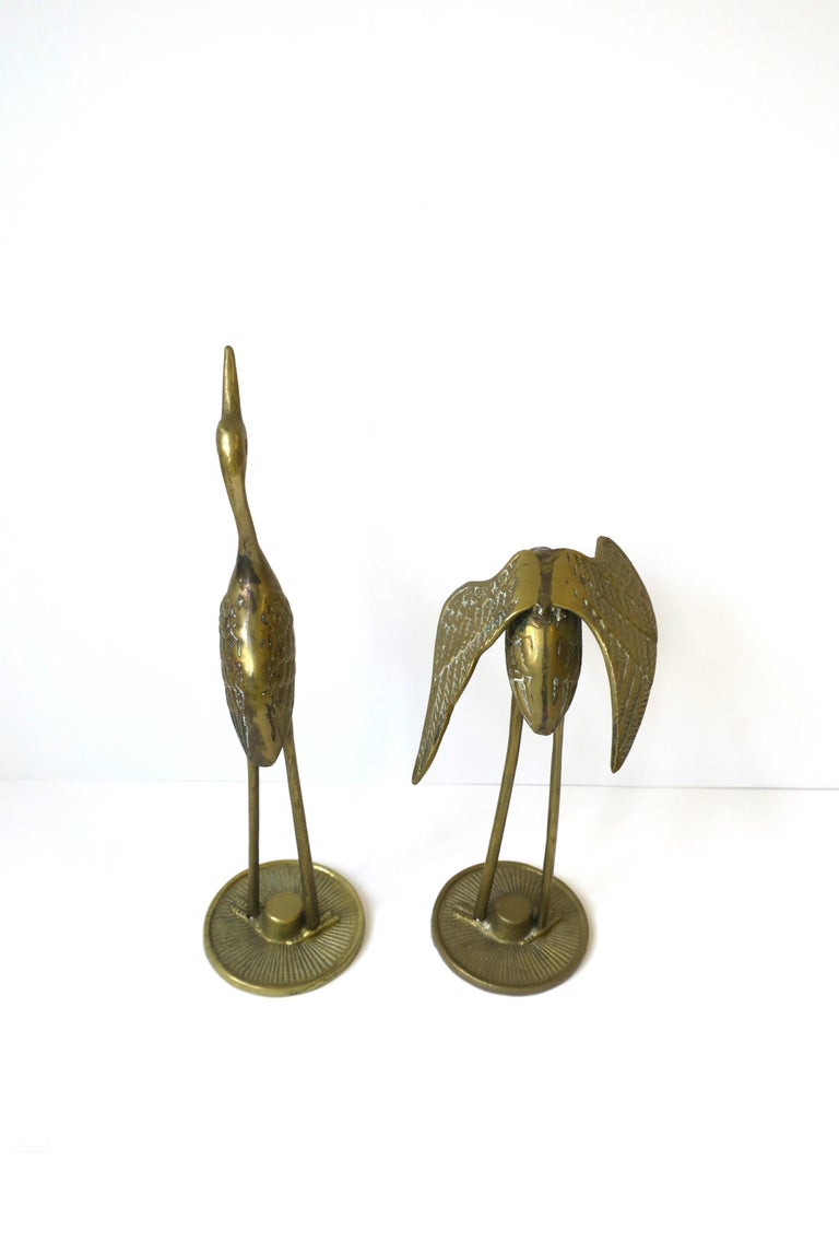 Brass Crane Birds, Pair, cica 1970s For Sale 10