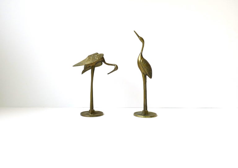 Brass Crane Birds, Pair, cica 1970s For Sale 4