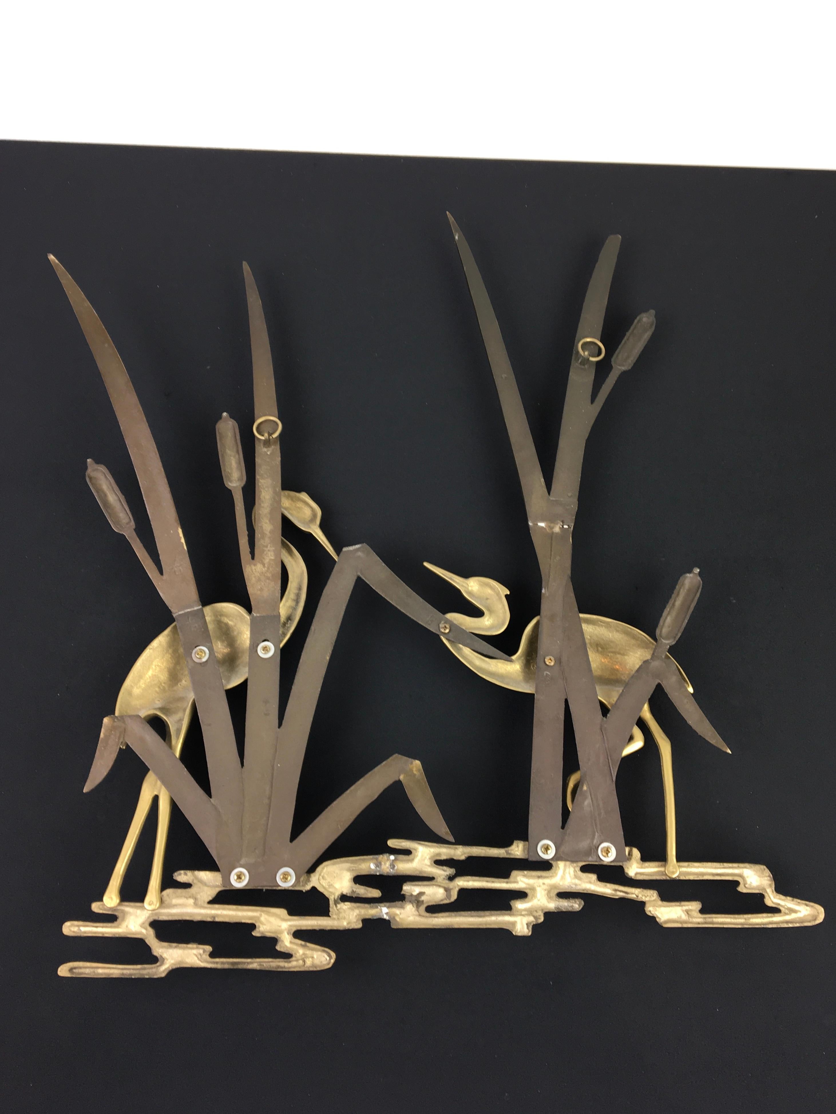 Brass Cranes Wall Sculpture, 1960s For Sale 6