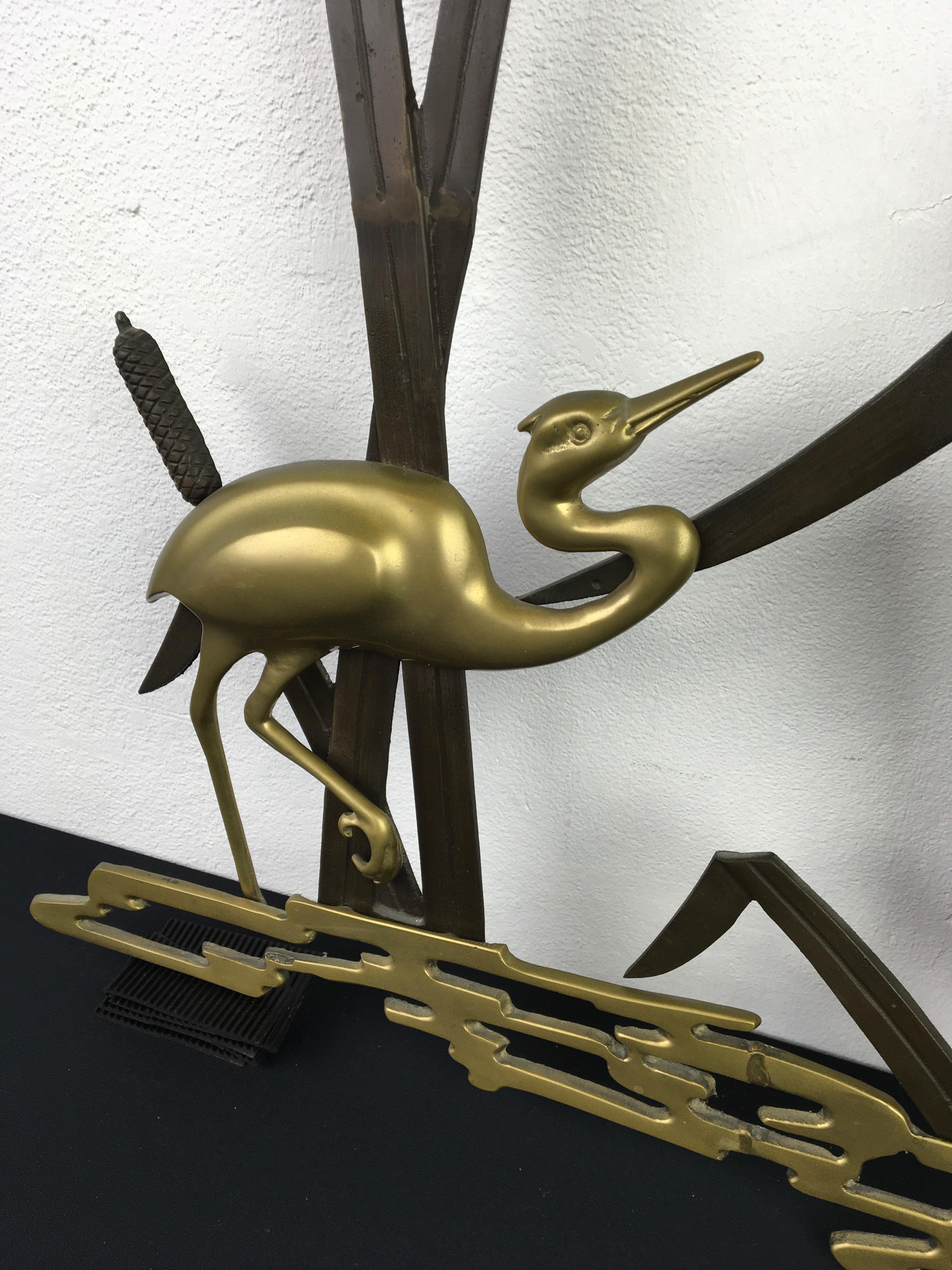 Brass Cranes Wall Sculpture, 1960s For Sale 2