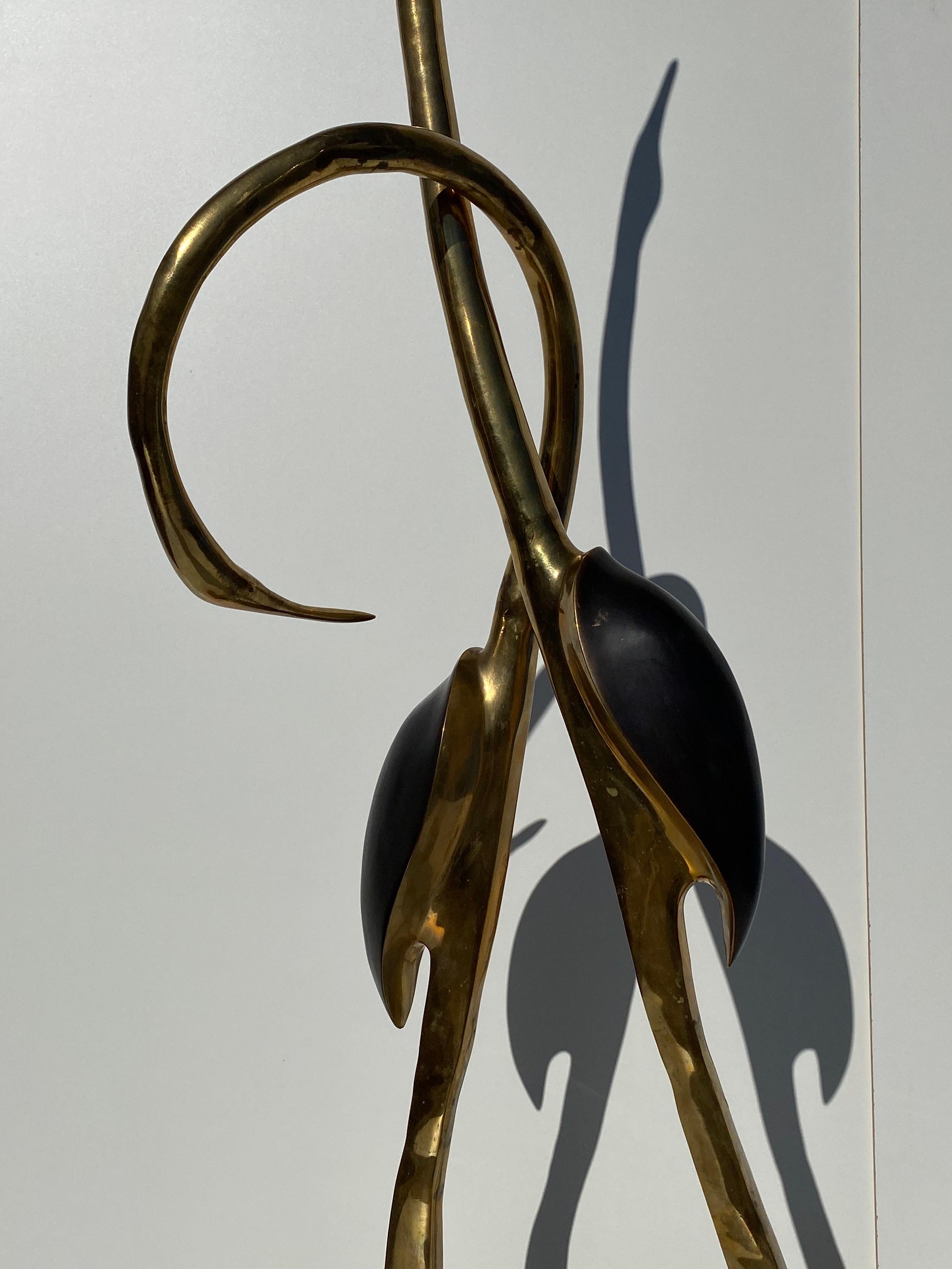Hollywood Regency Brass Cranes Sculpture by Boris Lovet-Lorski