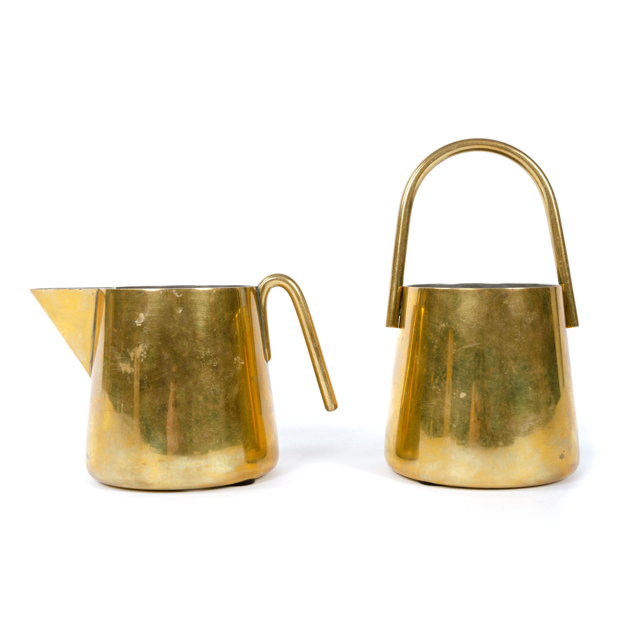 Mid-Century Modern Brass Cream and Sugar Set by Carl Auböck