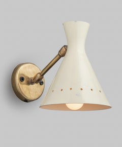 Brass and Cream Wall Sconce, Italy, circa 1950