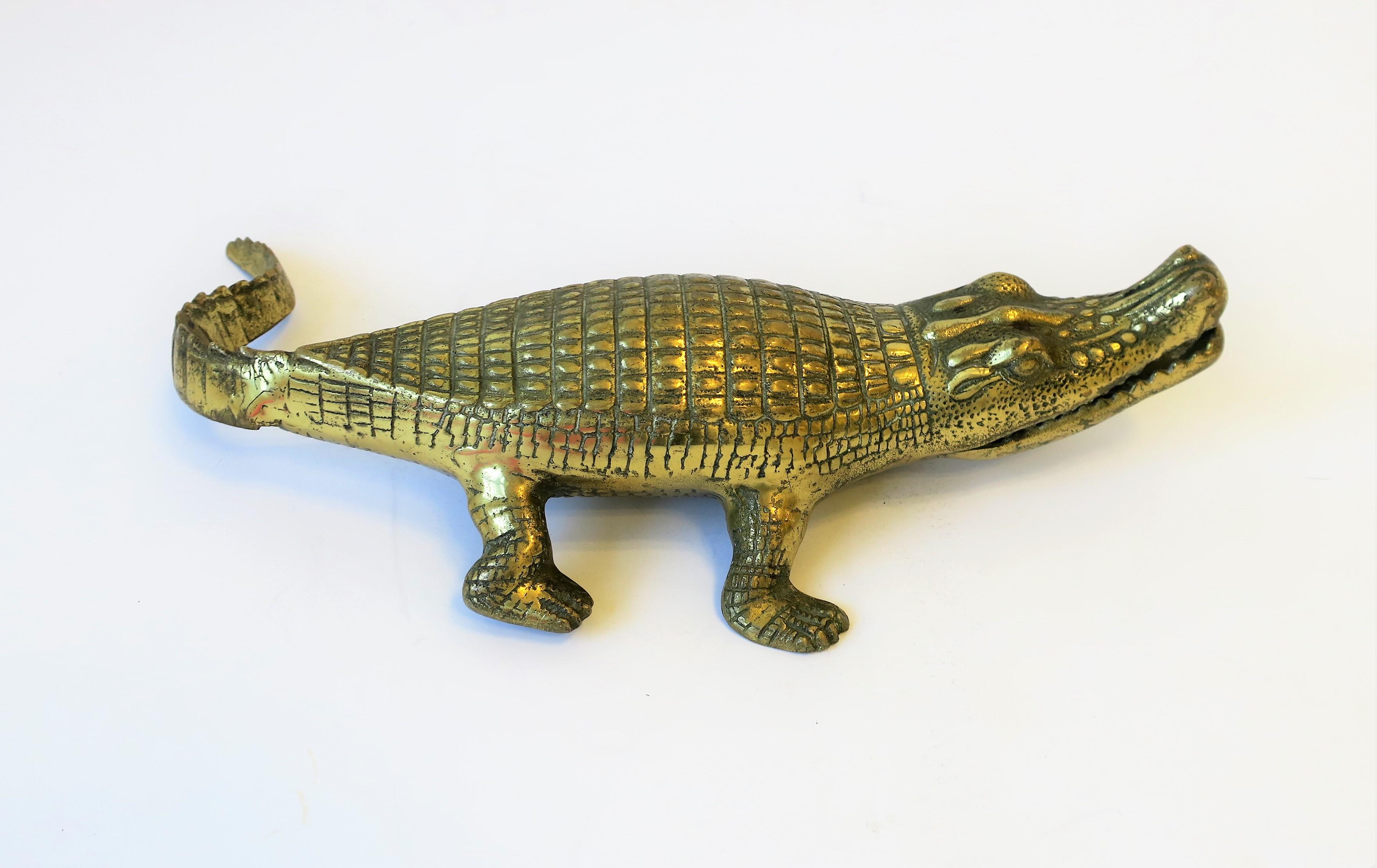 Art Deco Brass Crocodile or Alligator Sculpture