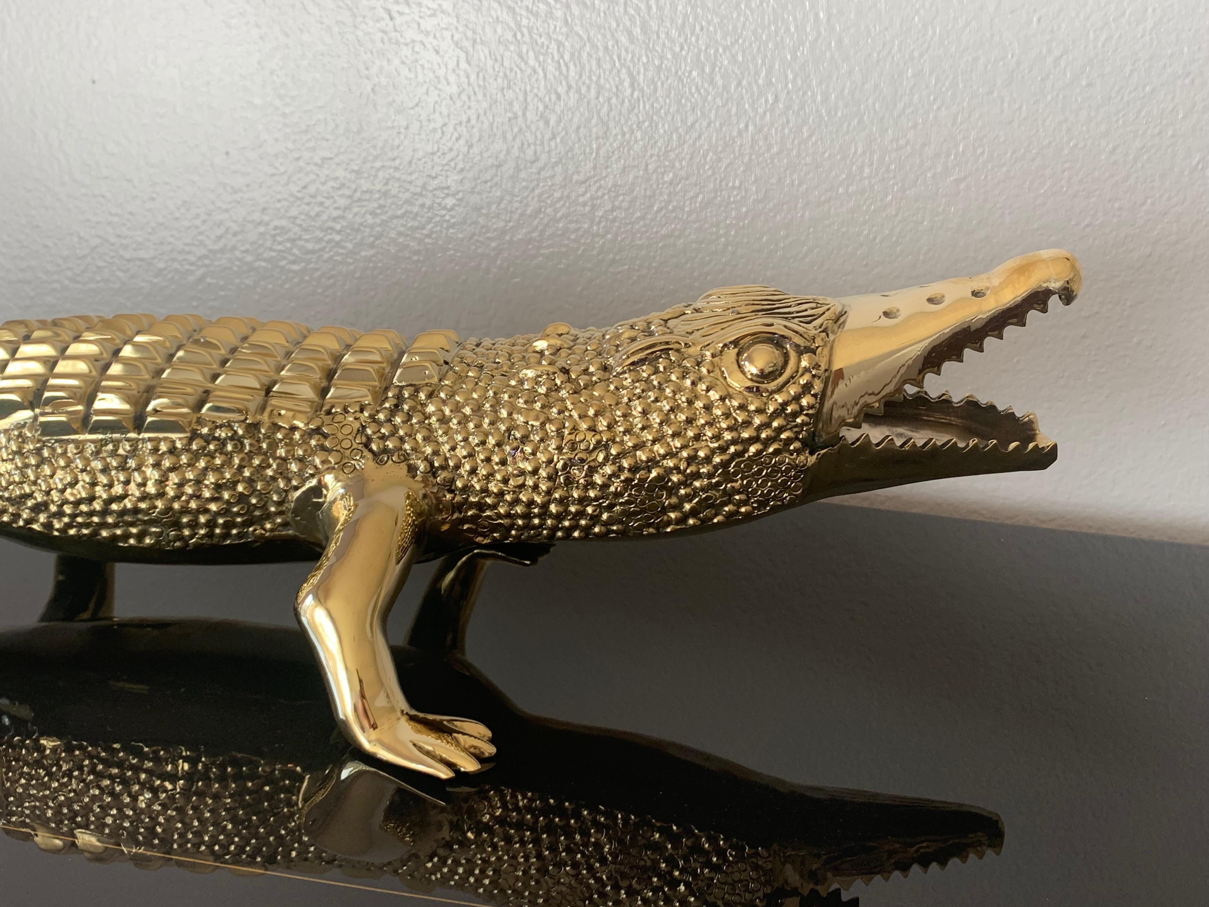 Brass Crocodile or Alligator Sculpture Pet 1