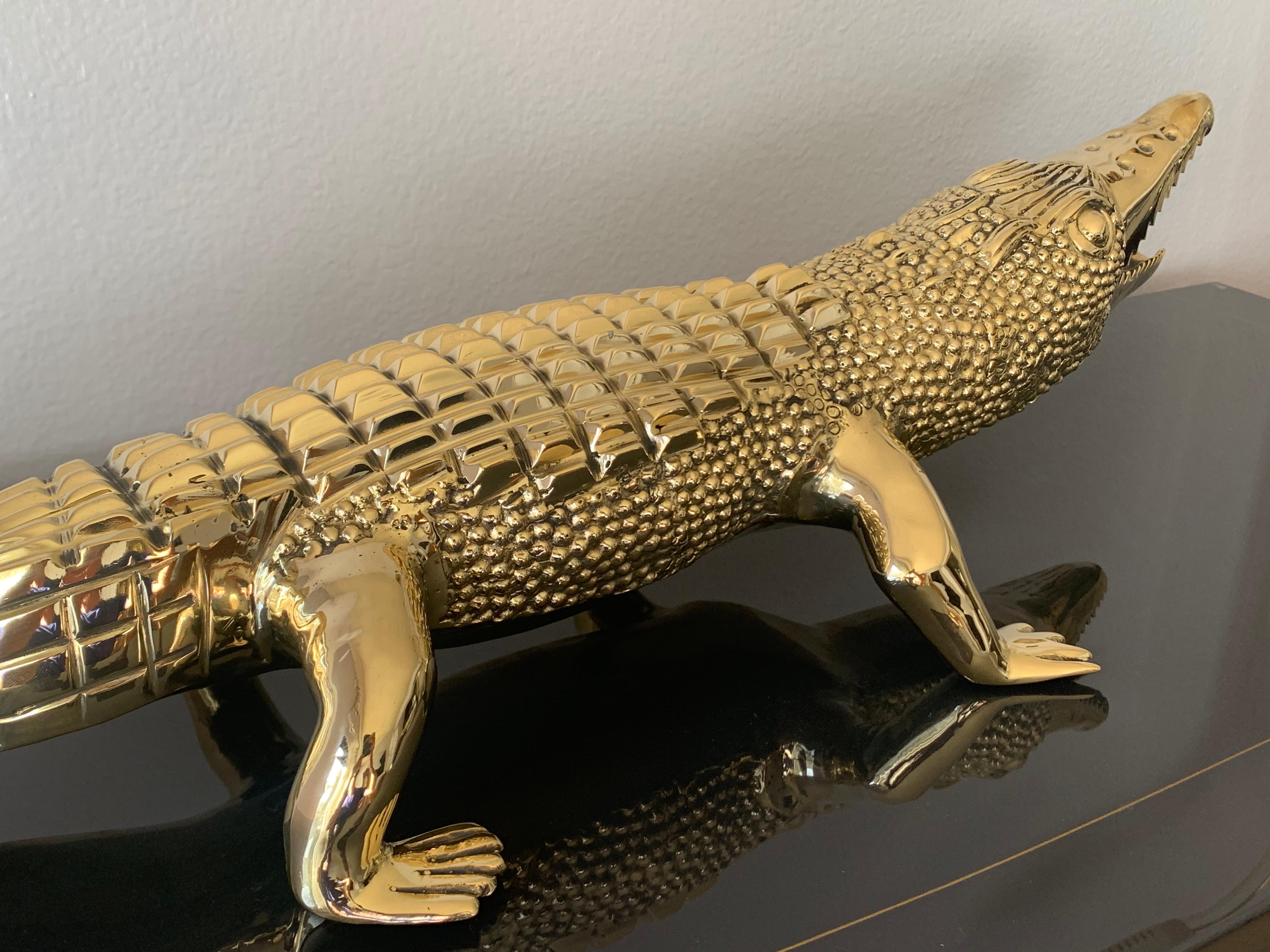 Brass Crocodile or Alligator Sculpture Pet 2