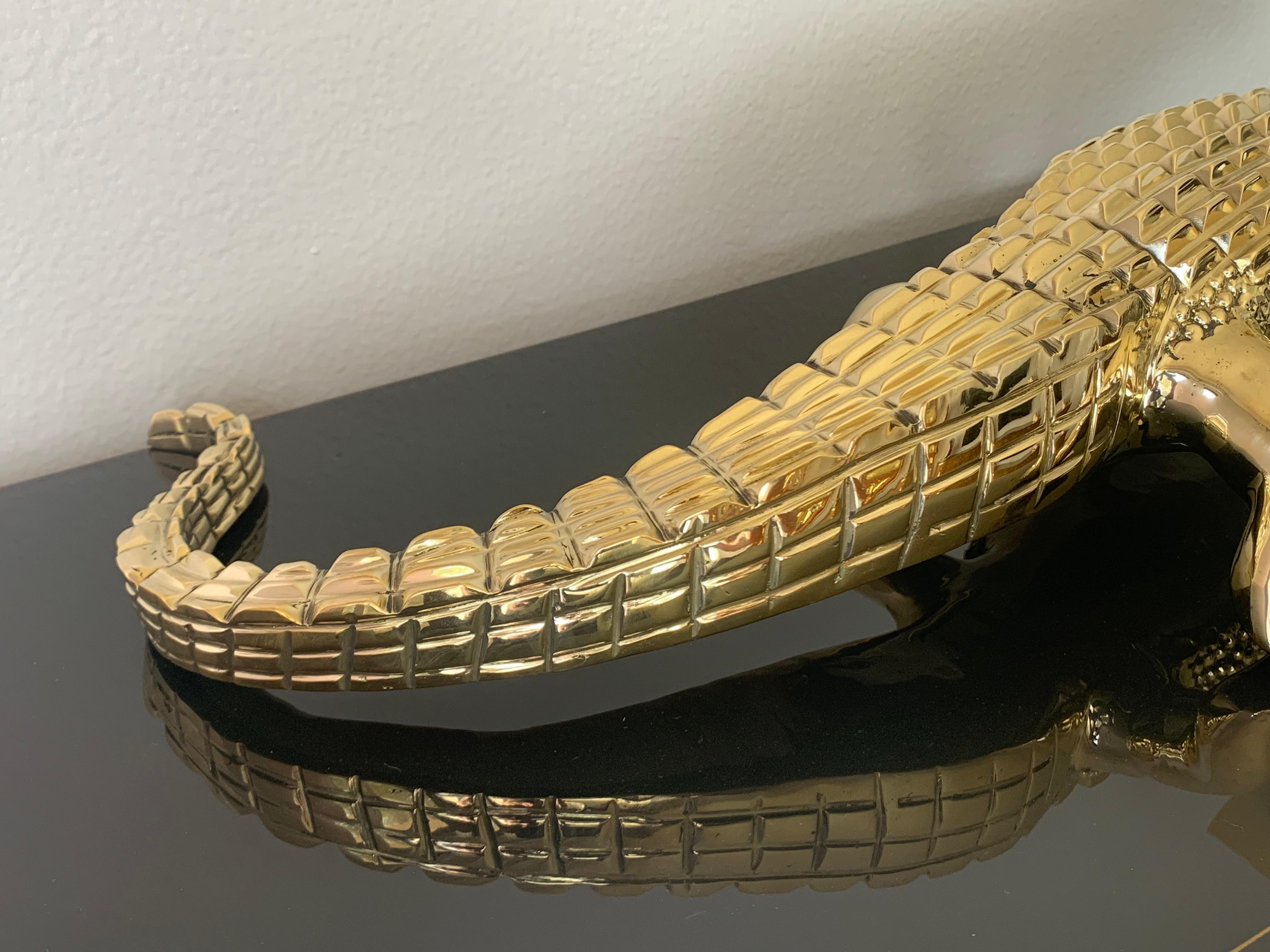 Brass Crocodile or Alligator Sculpture Pet 3