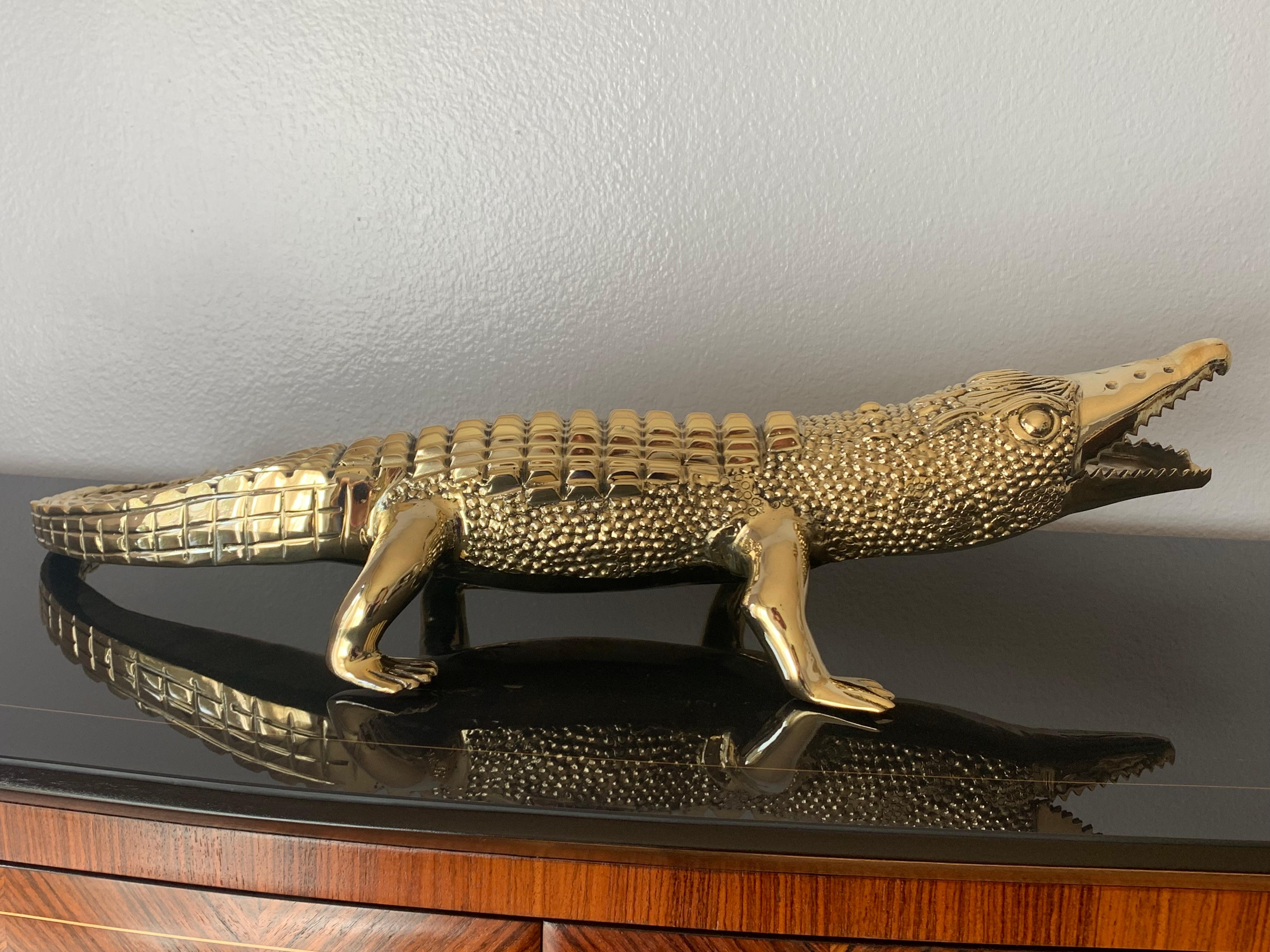 Late 20th Century Brass Crocodile or Alligator Sculpture Pet