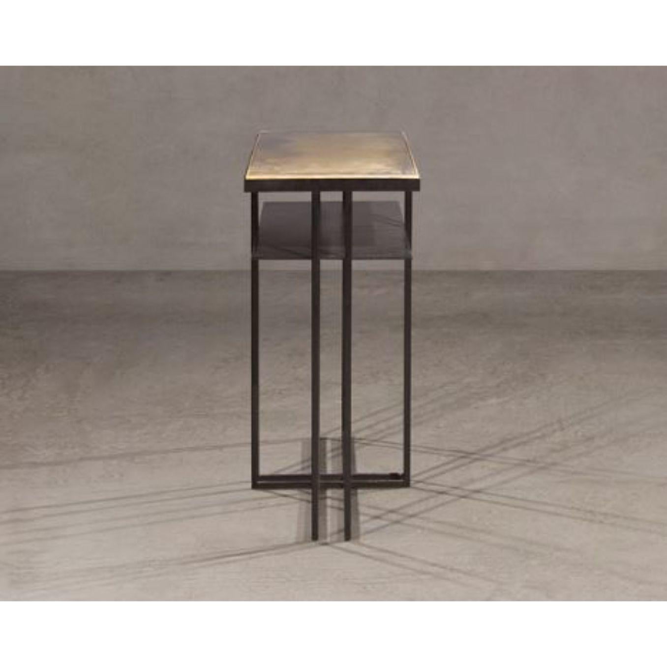 Post-Modern Brass Cross Binate Side Table by Novocastrian