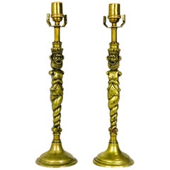 Brass Crowned Male TOTEM Lamps 'Pair'