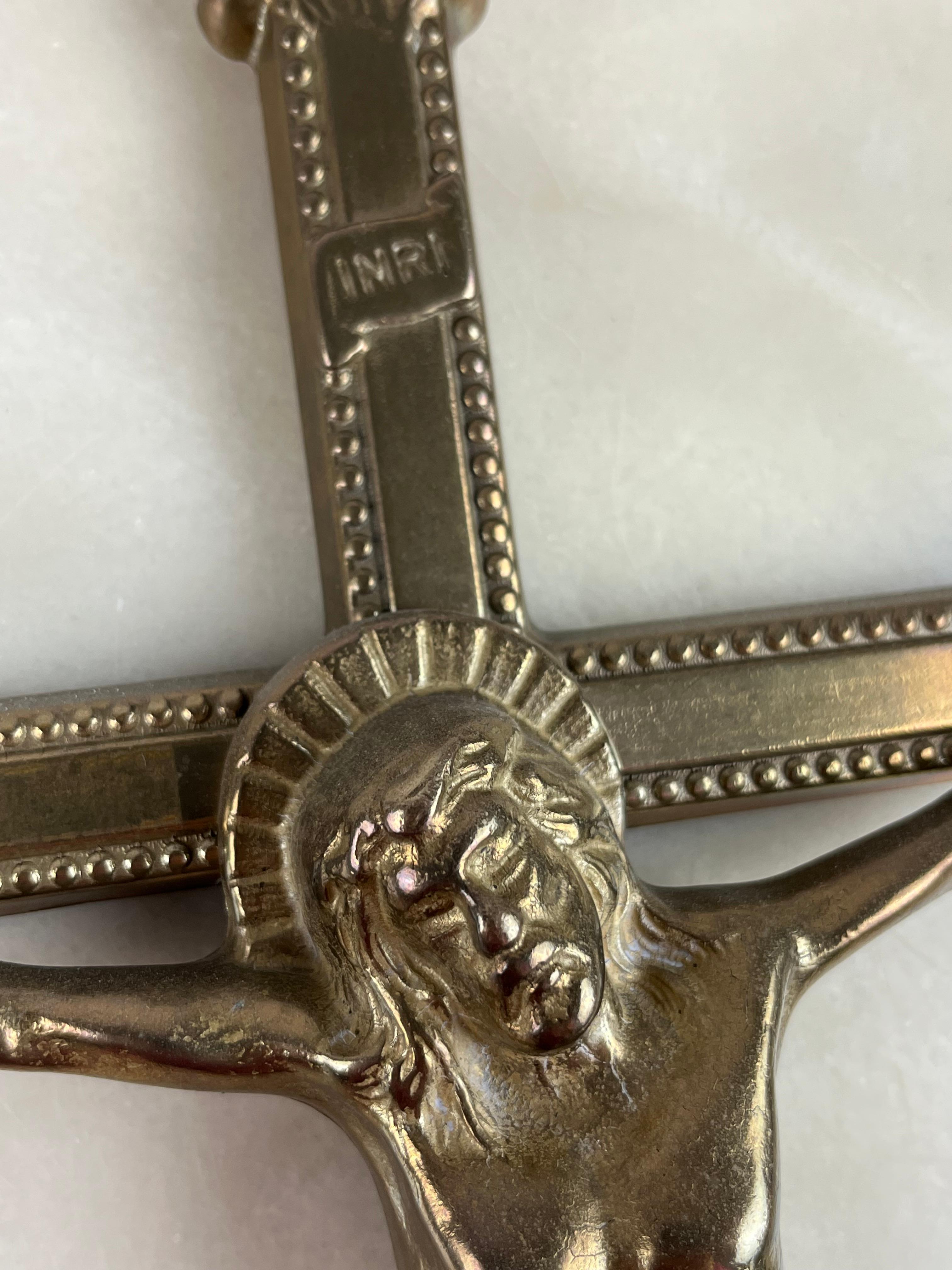 Brass Crucifix, Italy, 1960s In Good Condition For Sale In Palermo, IT