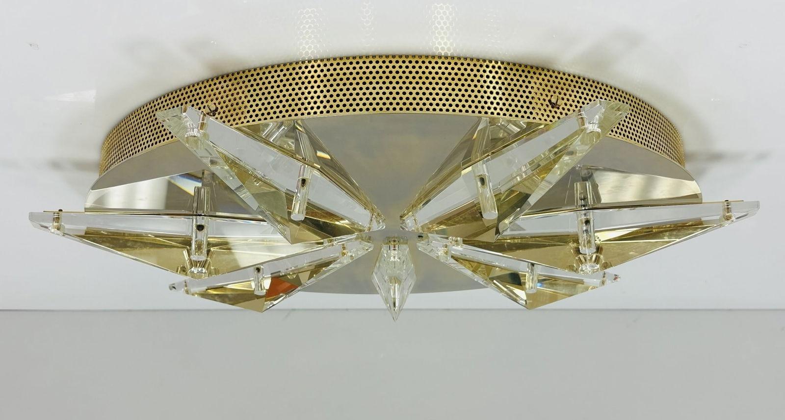 Lampada da soffitto/parete in ottone e cristallo Made in Italy in vendita 7