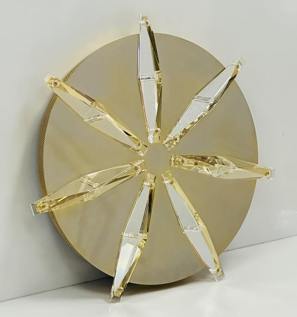Moderno Lampada da soffitto/parete in ottone e cristallo Made in Italy in vendita