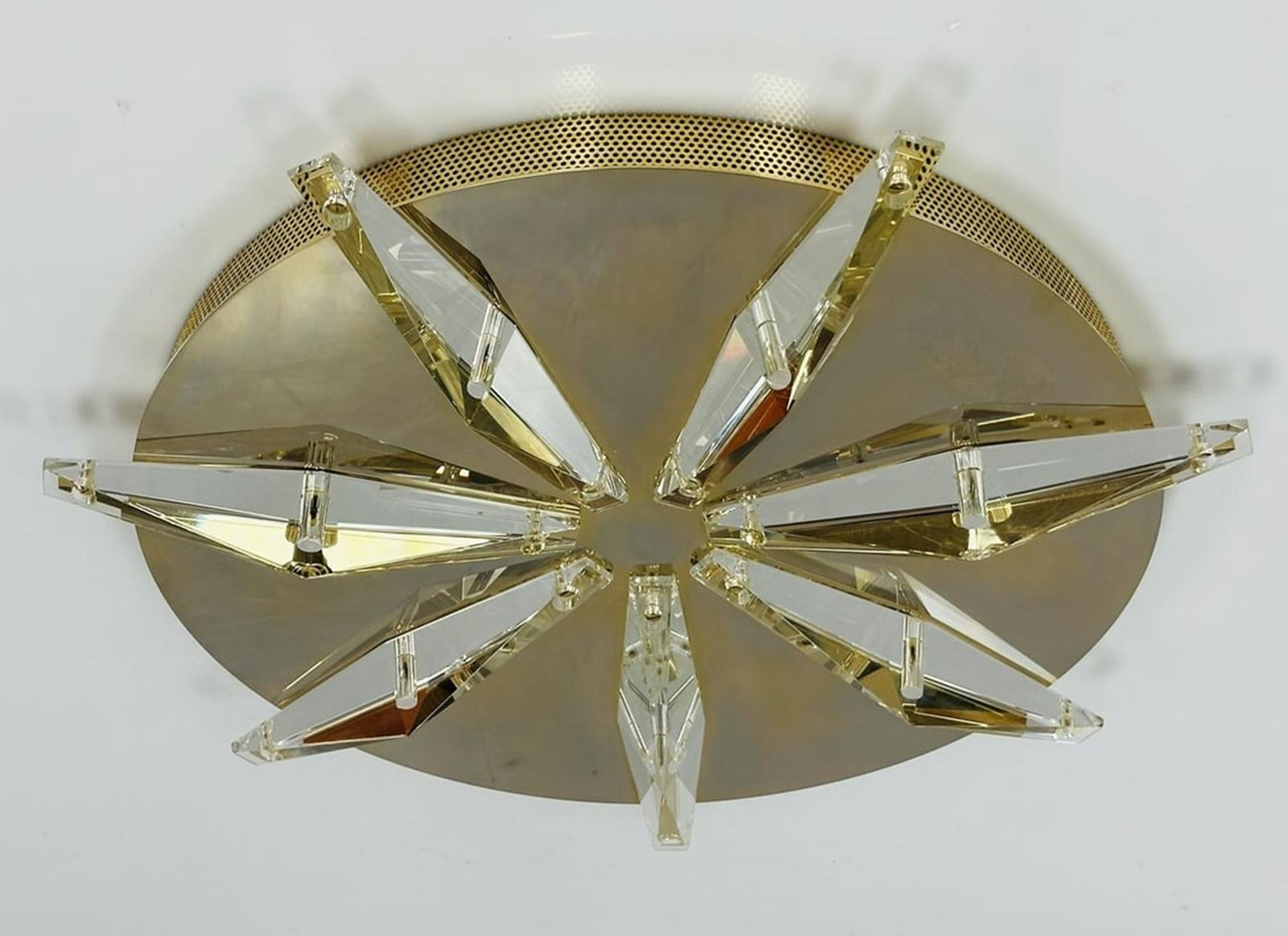 Lampada da soffitto/parete in ottone e cristallo Made in Italy In condizioni buone in vendita a Los Angeles, CA