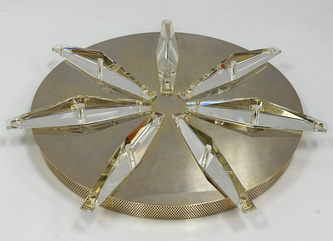 XXI secolo e contemporaneo Lampada da soffitto/parete in ottone e cristallo Made in Italy in vendita