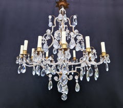 Brass Crystal Chandelier Antique Ceiling Lamp Lustre Art Nouveau Gold