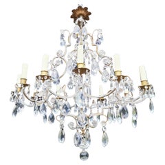 Brass Crystal Chandelier Antique Ceiling Lamp Lustre Art Nouveau Gold