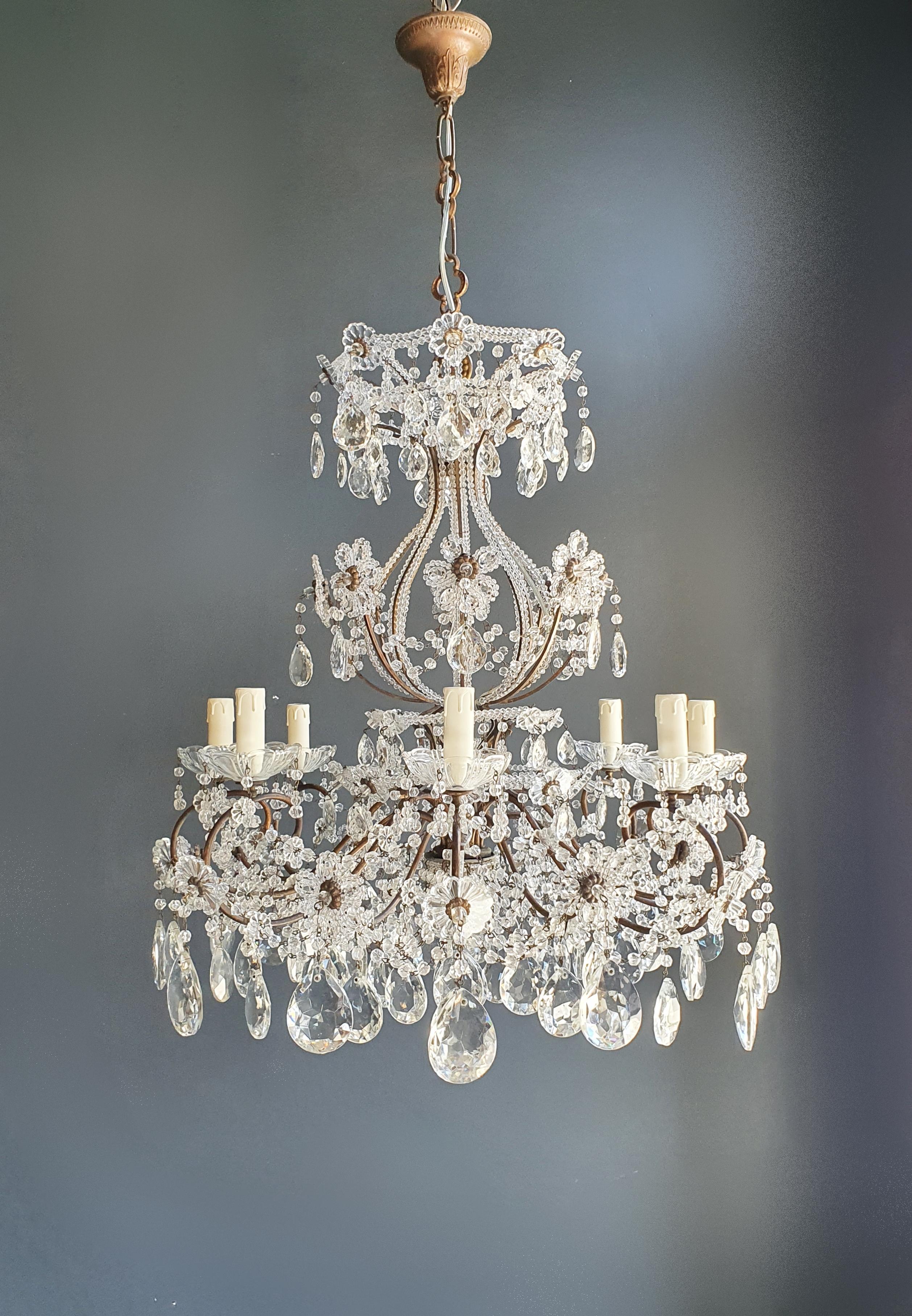 Brass Crystal Chandelier Antique Ceiling Lamp Lustre Art Nouveau Lamp 4
