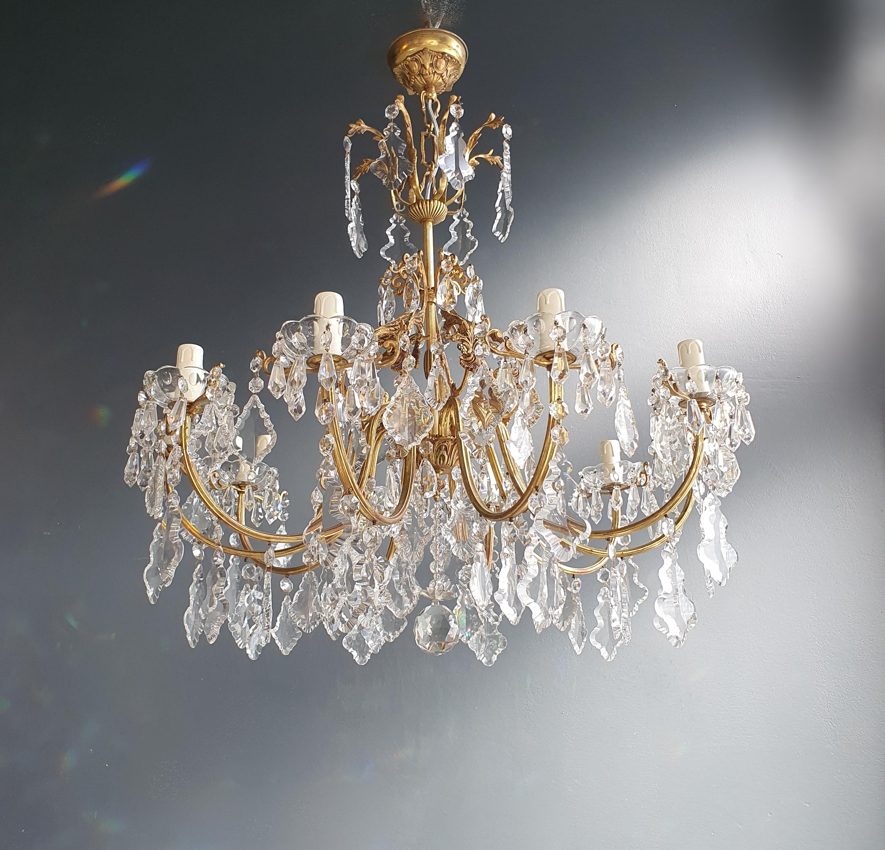 Brass Crystal Chandelier Antique Ceiling Lamp Lustre Art Nouveau Lamp 5