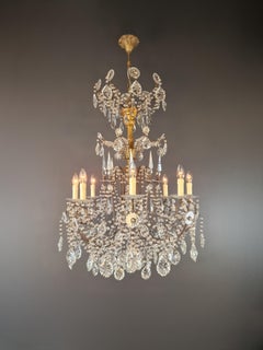 Lampadario di cristallo in ottone Lampada da soffitto antica Lustro Art Nouveau