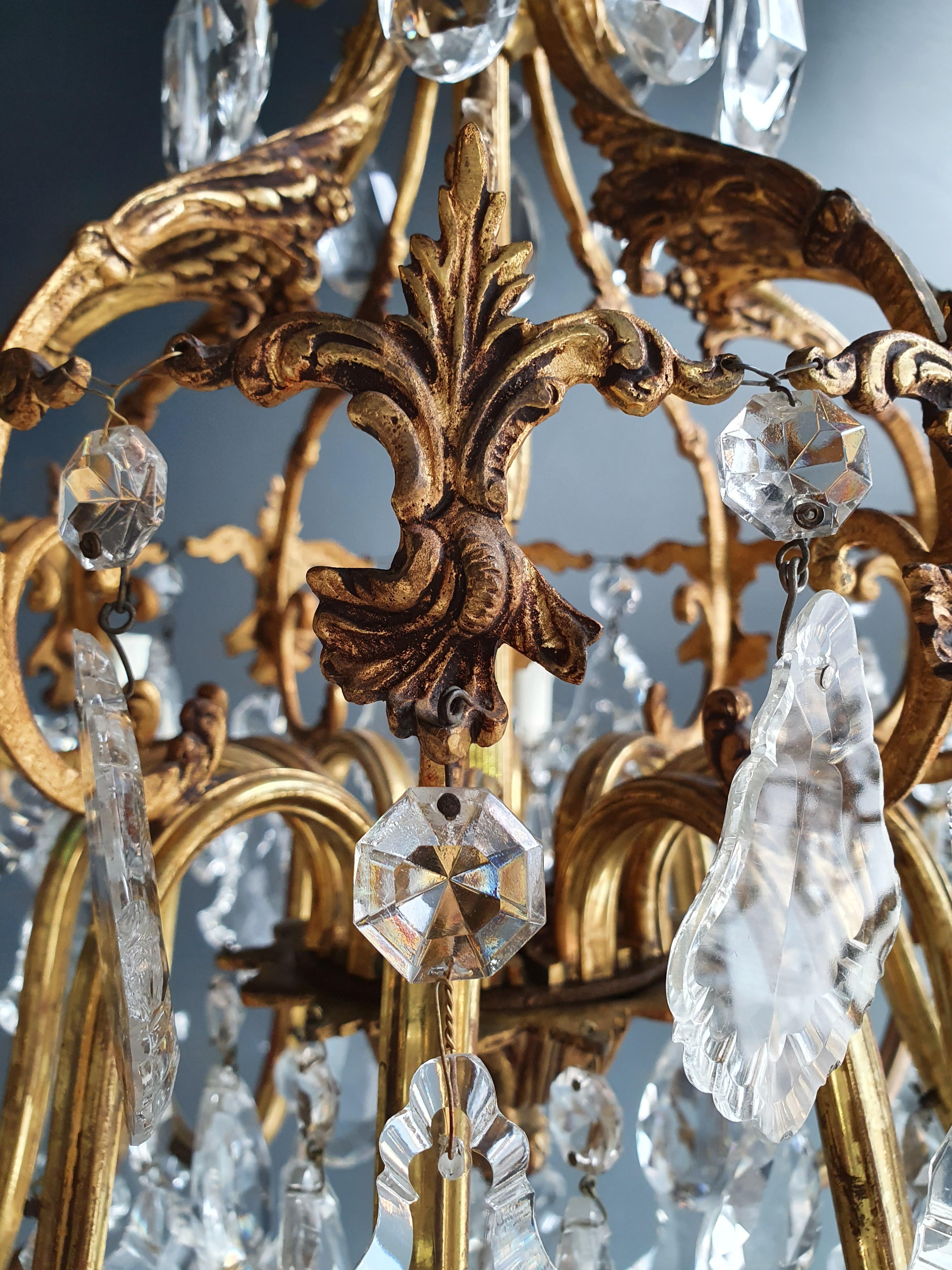 Brass Crystal Chandelier Antique Ceiling Lamp Lustre Art Nouveau Lamp 1