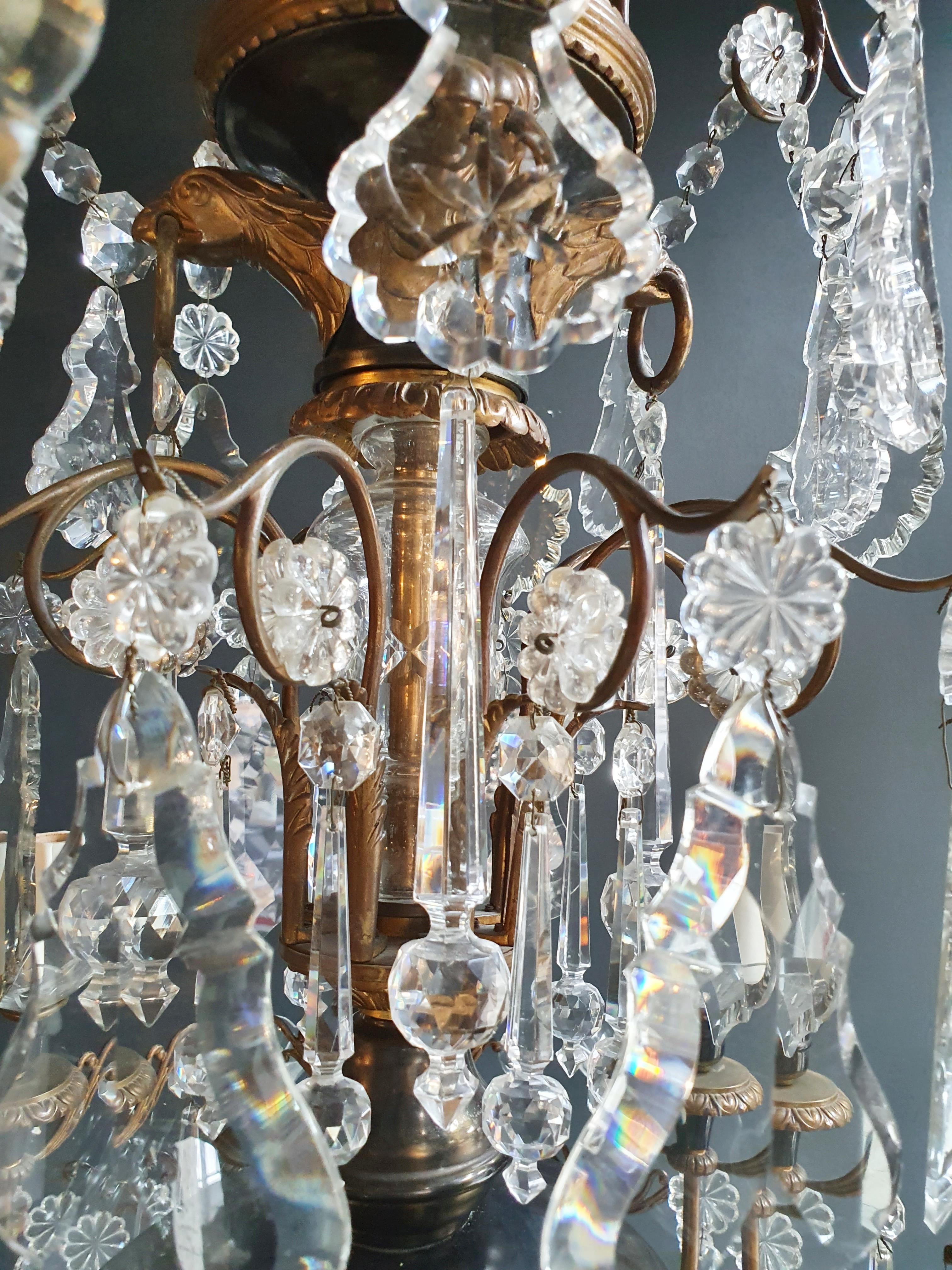 Brass Crystal Chandelier Antique Ceiling Lamp Lustre Art Nouveau Lamp 2