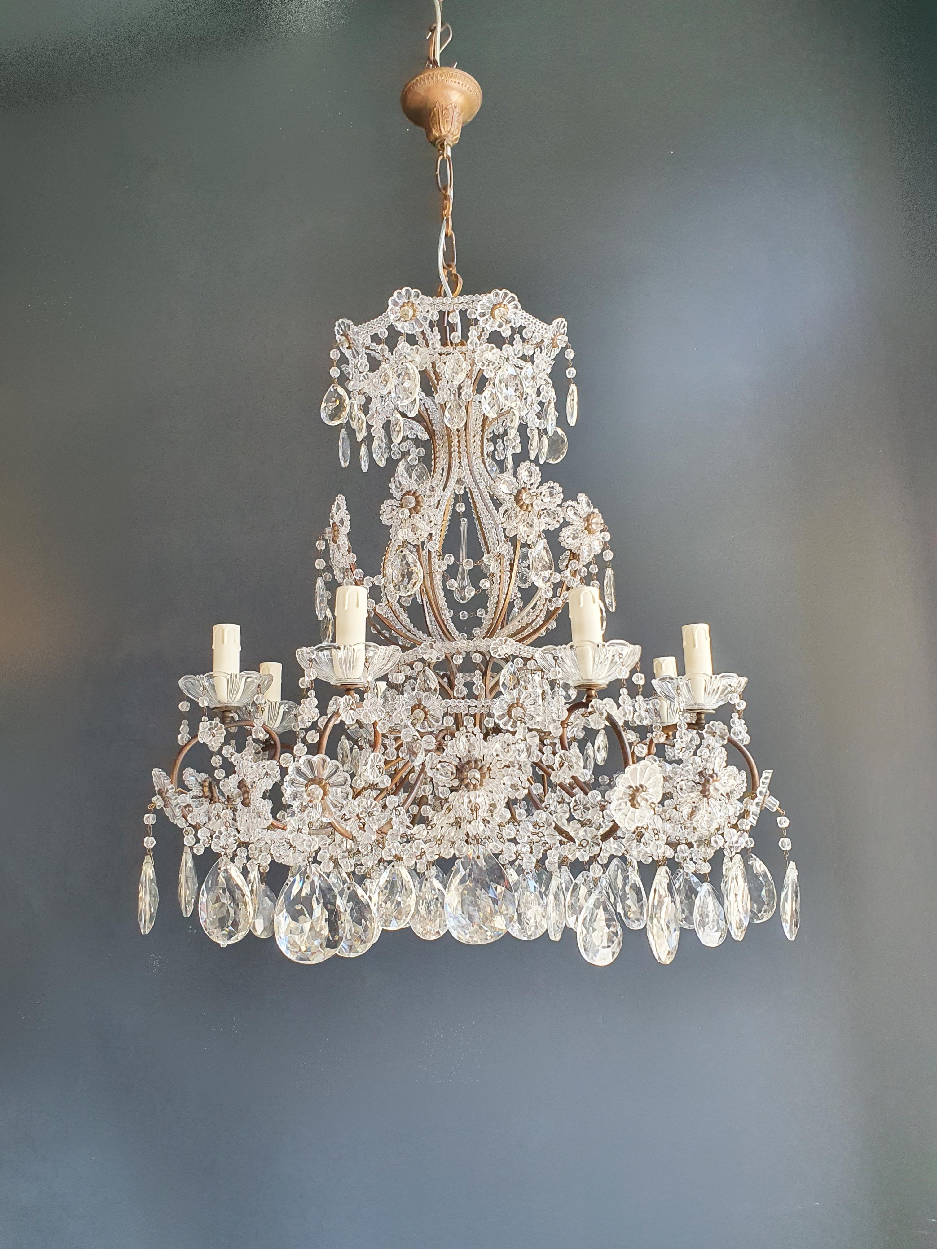 Brass Crystal Chandelier Antique Ceiling Lamp Lustre Art Nouveau Lamp 2