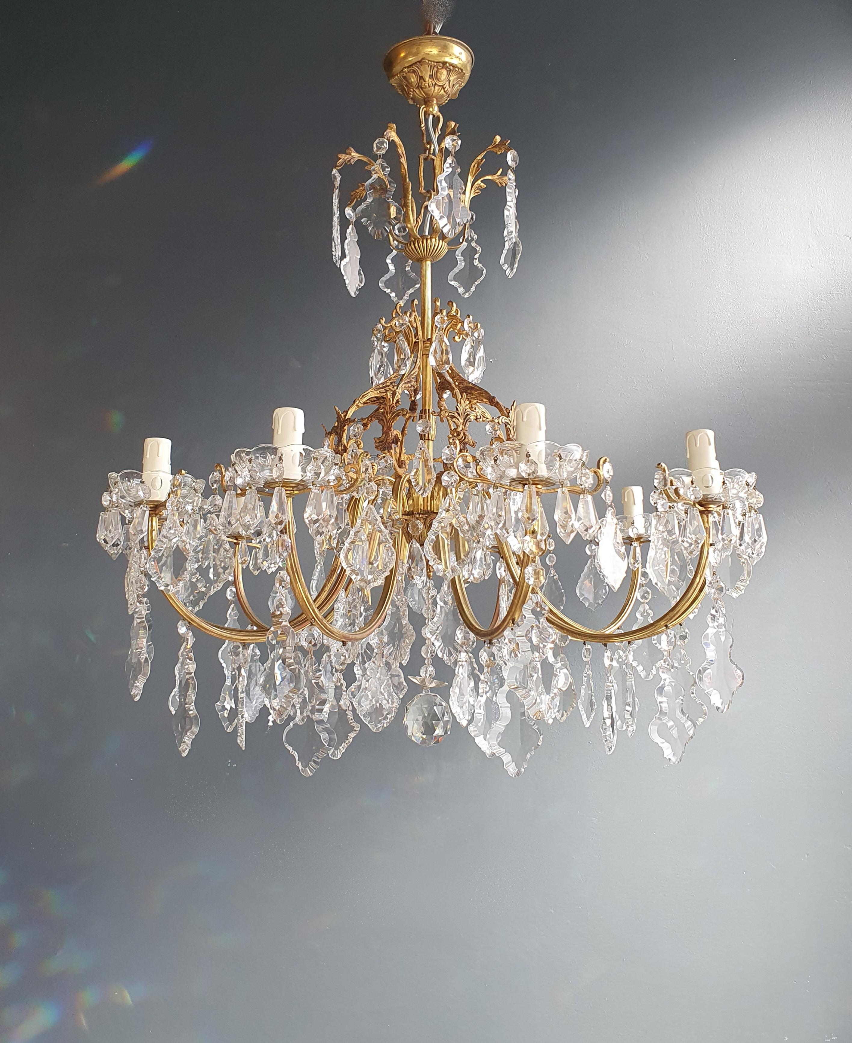 Brass Crystal Chandelier Antique Ceiling Lamp Lustre Art Nouveau Lamp 3