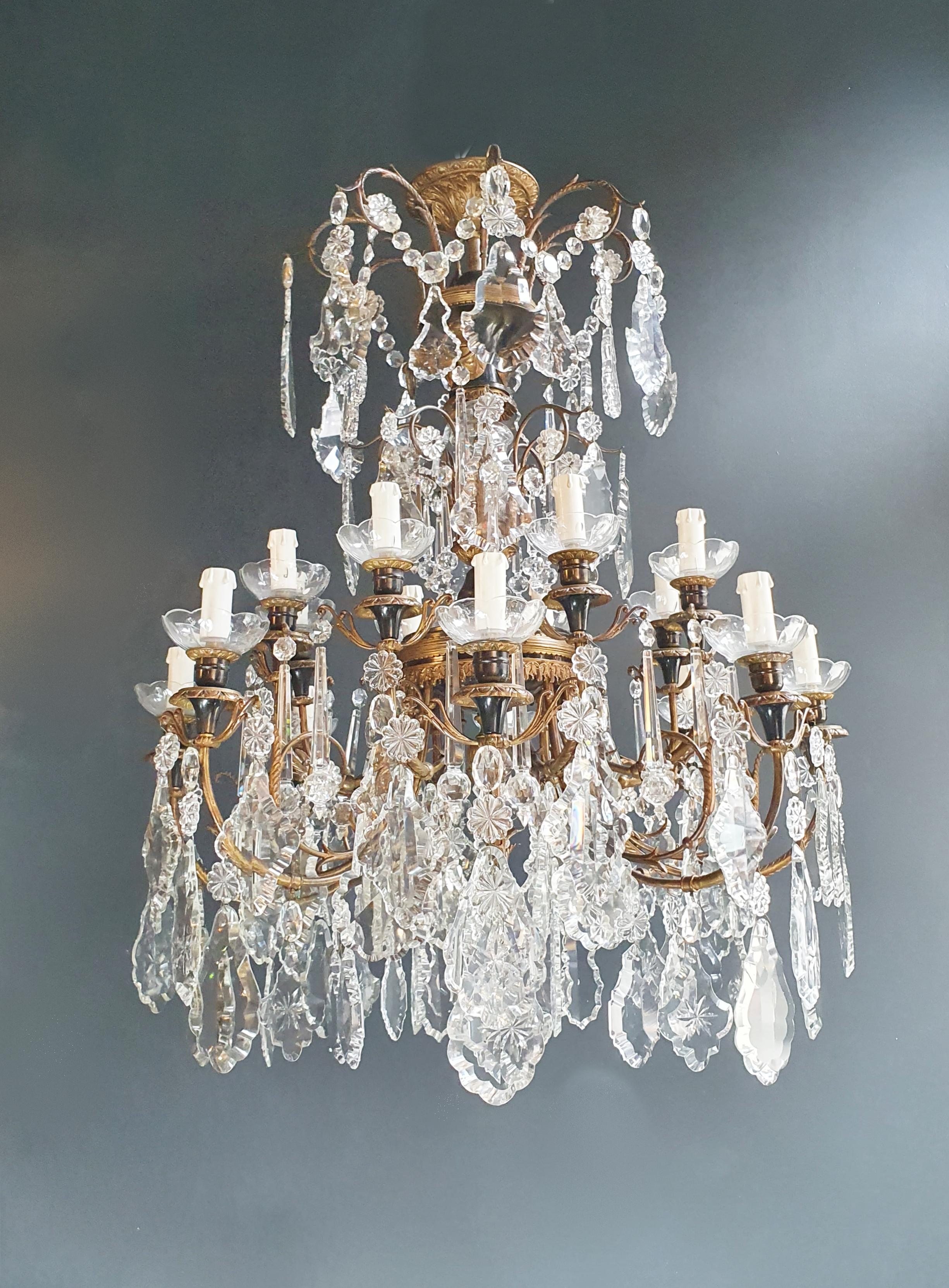 Brass Crystal Chandelier Antique Ceiling Lamp Lustre Art Nouveau Lamp 3