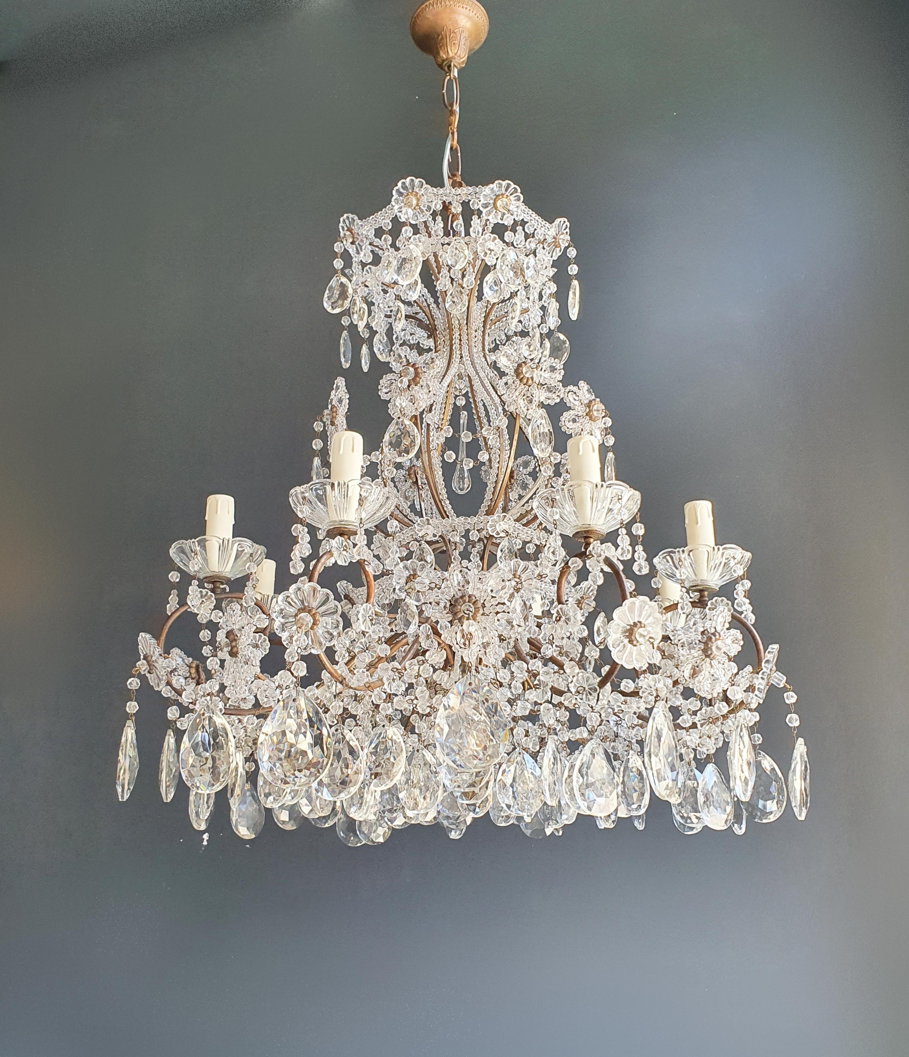 Brass Crystal Chandelier Antique Ceiling Lamp Lustre Art Nouveau Lamp 3