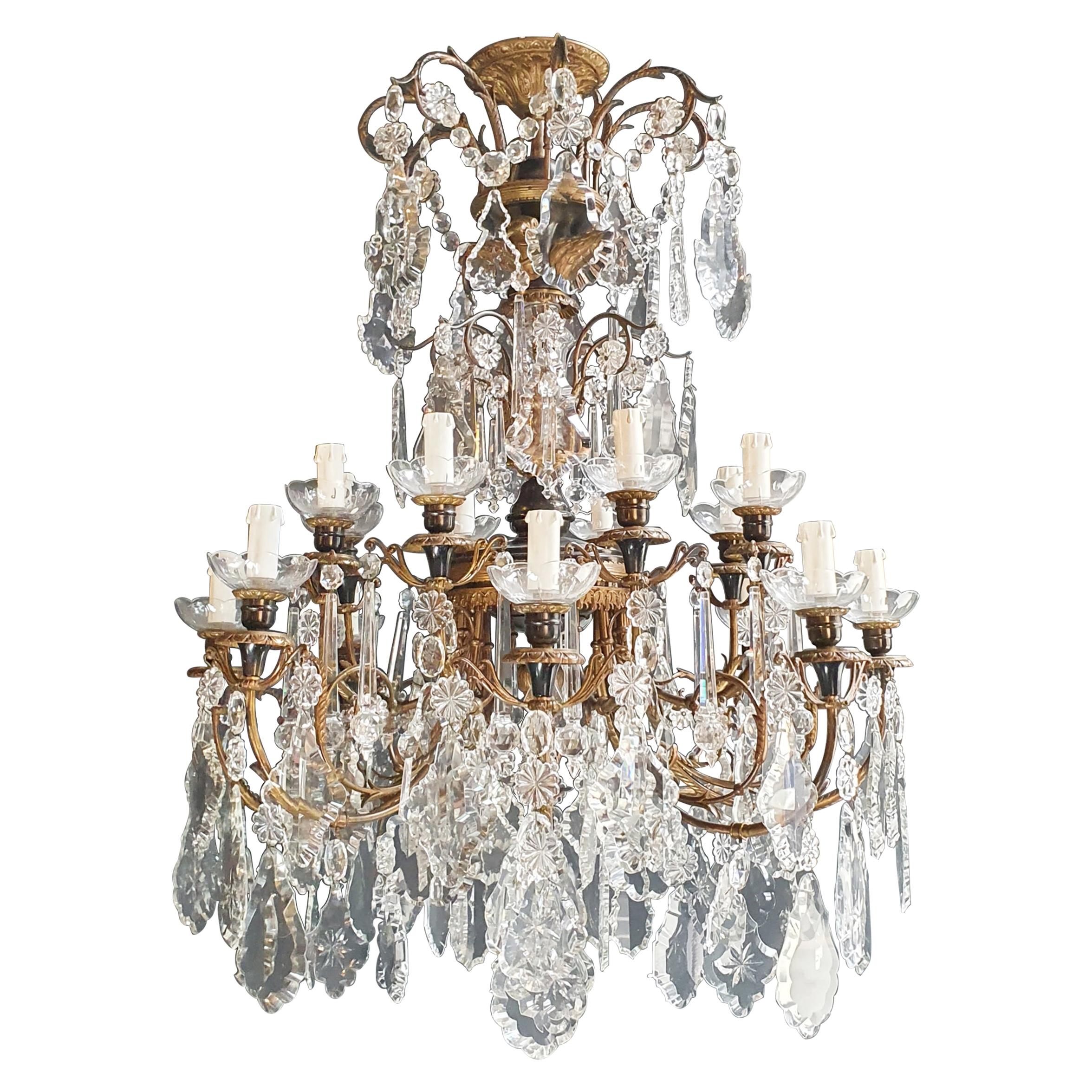 Brass Crystal Chandelier Antique Ceiling Lamp Lustre Art Nouveau Lamp