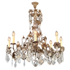 Brass Crystal Chandelier Antique Ceiling Lamp Lustre Art Nouveau Lamp 