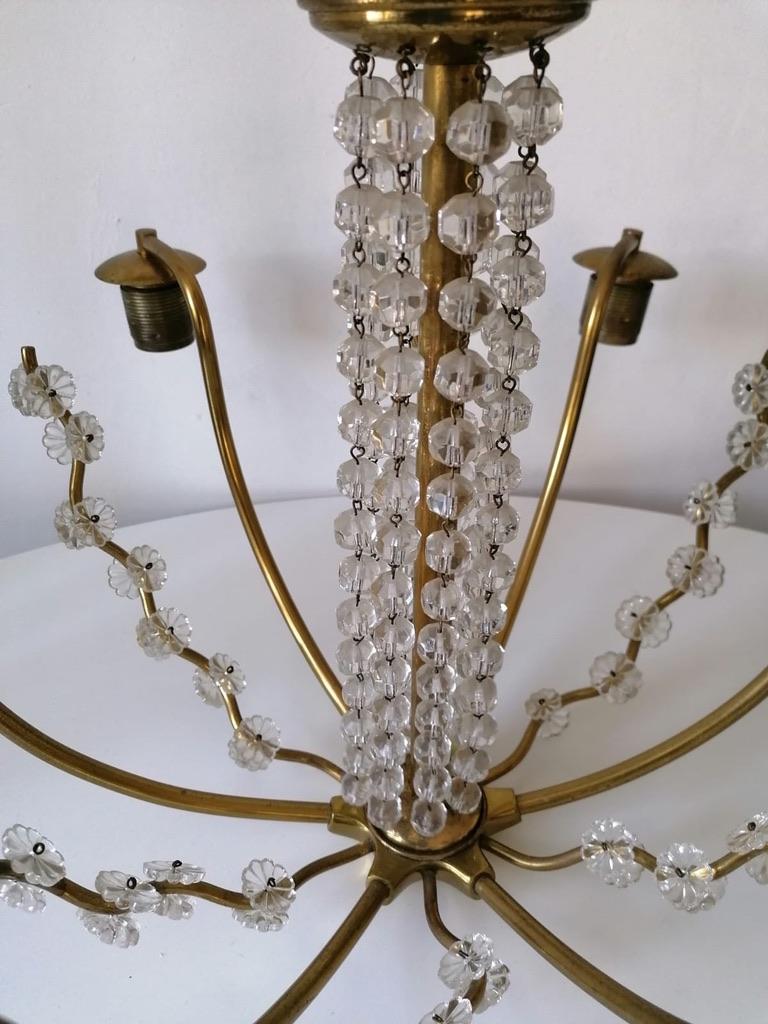 Mid-Century Modern Lustre en laiton et cristal de J.L Lobmeyr en vente