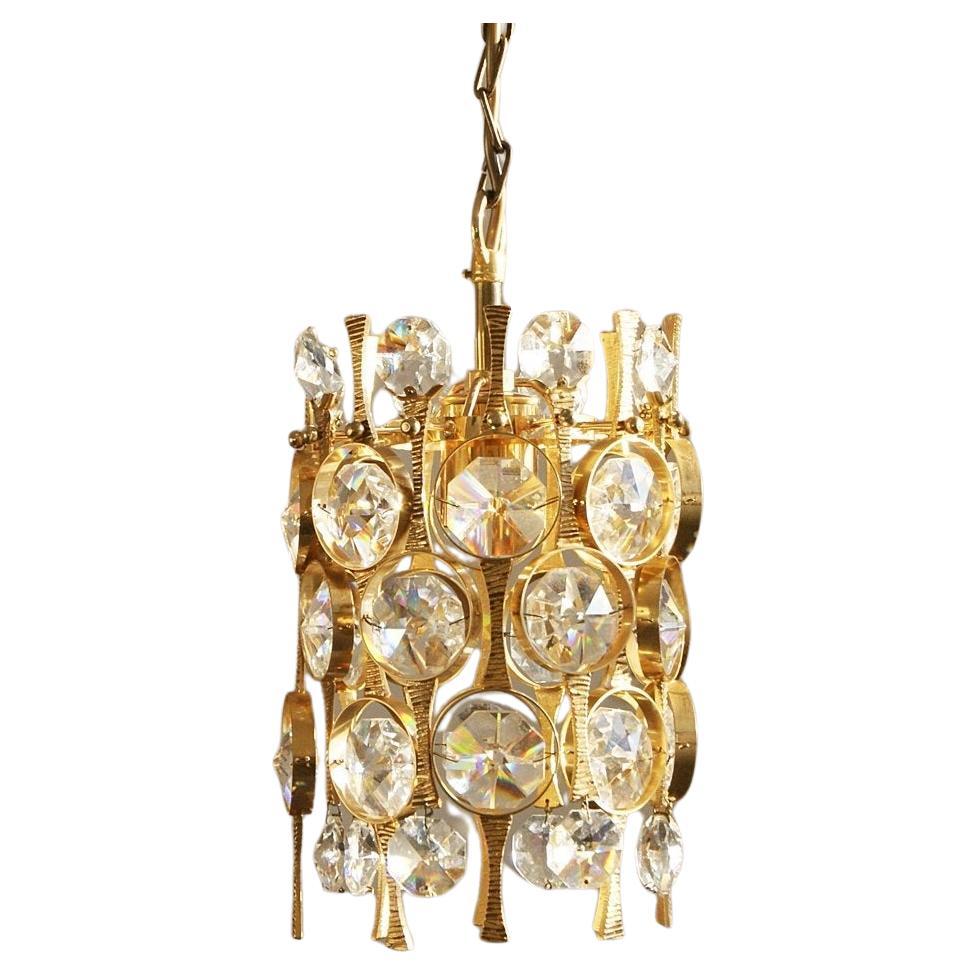 Lampada da soffitto in ottone e vetro di cristallo di Christoph Palme per Palwa in vendita