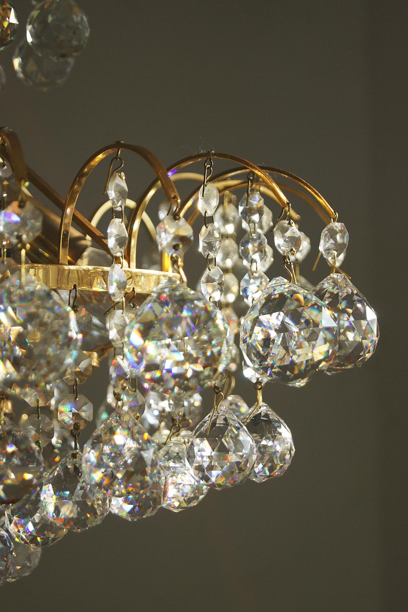 Lámpara de techo de latón y cristal diseño Christoph Palme Alemán en venta