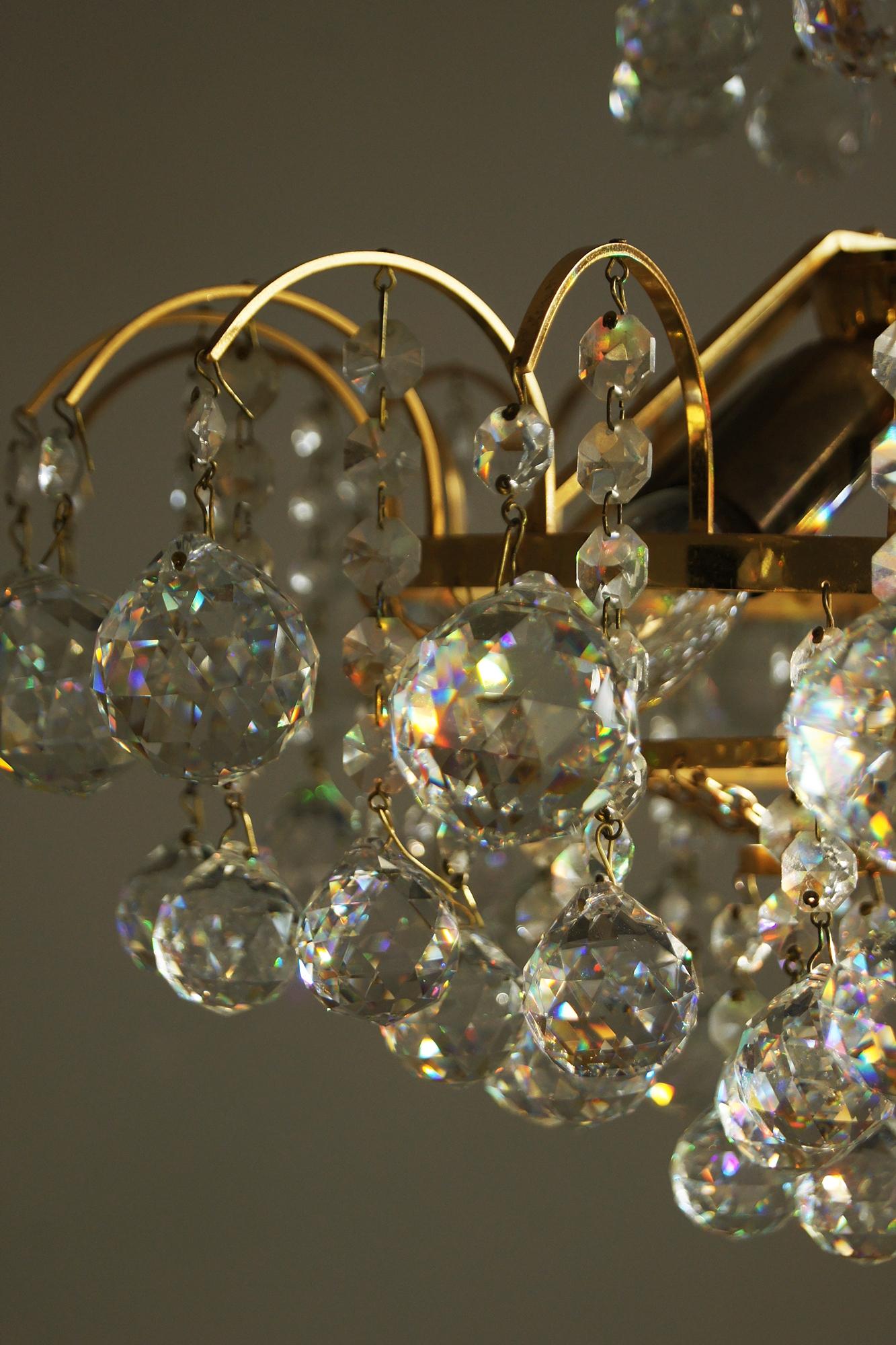 Lámpara de techo de latón y cristal diseño Christoph Palme en Bueno estado para la venta en KUTNO, PL
