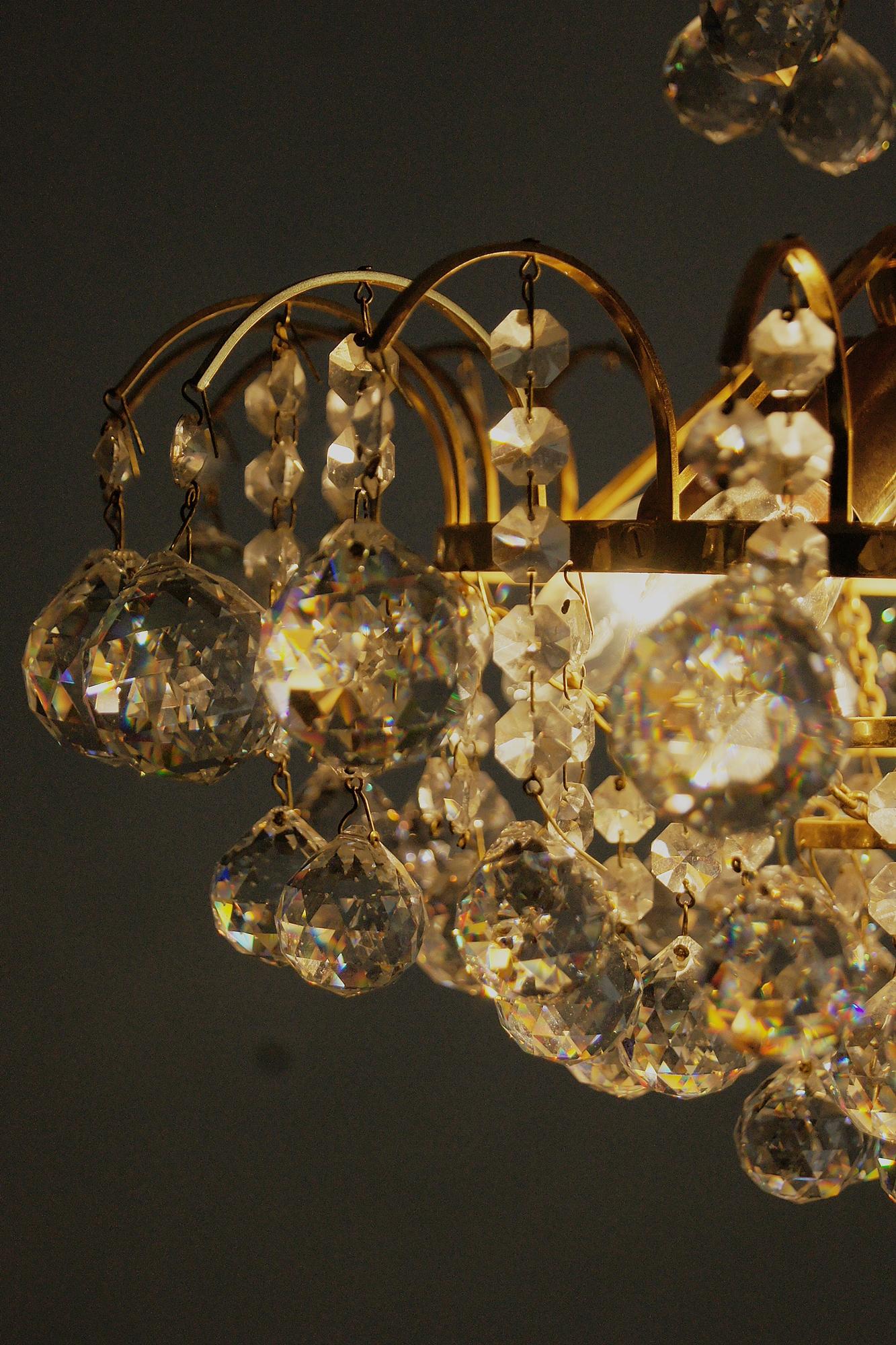 Lámpara de techo de latón y cristal diseño Christoph Palme en venta 2